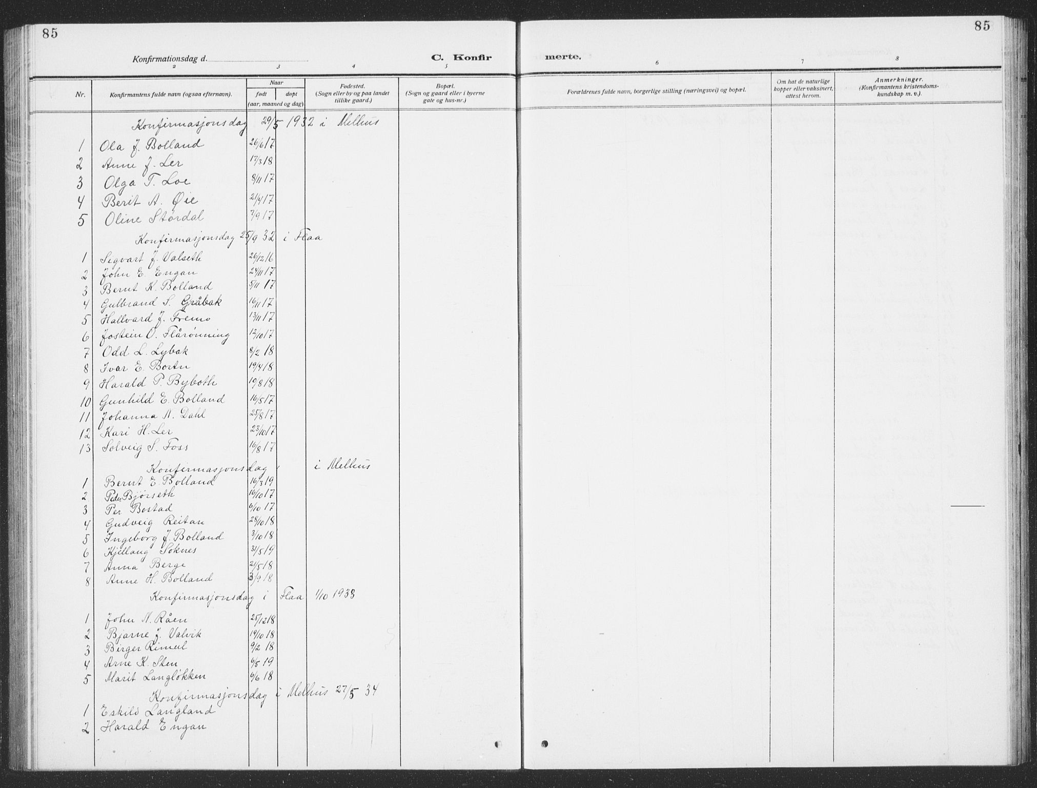 Ministerialprotokoller, klokkerbøker og fødselsregistre - Sør-Trøndelag, SAT/A-1456/693/L1124: Parish register (copy) no. 693C05, 1911-1941, p. 85