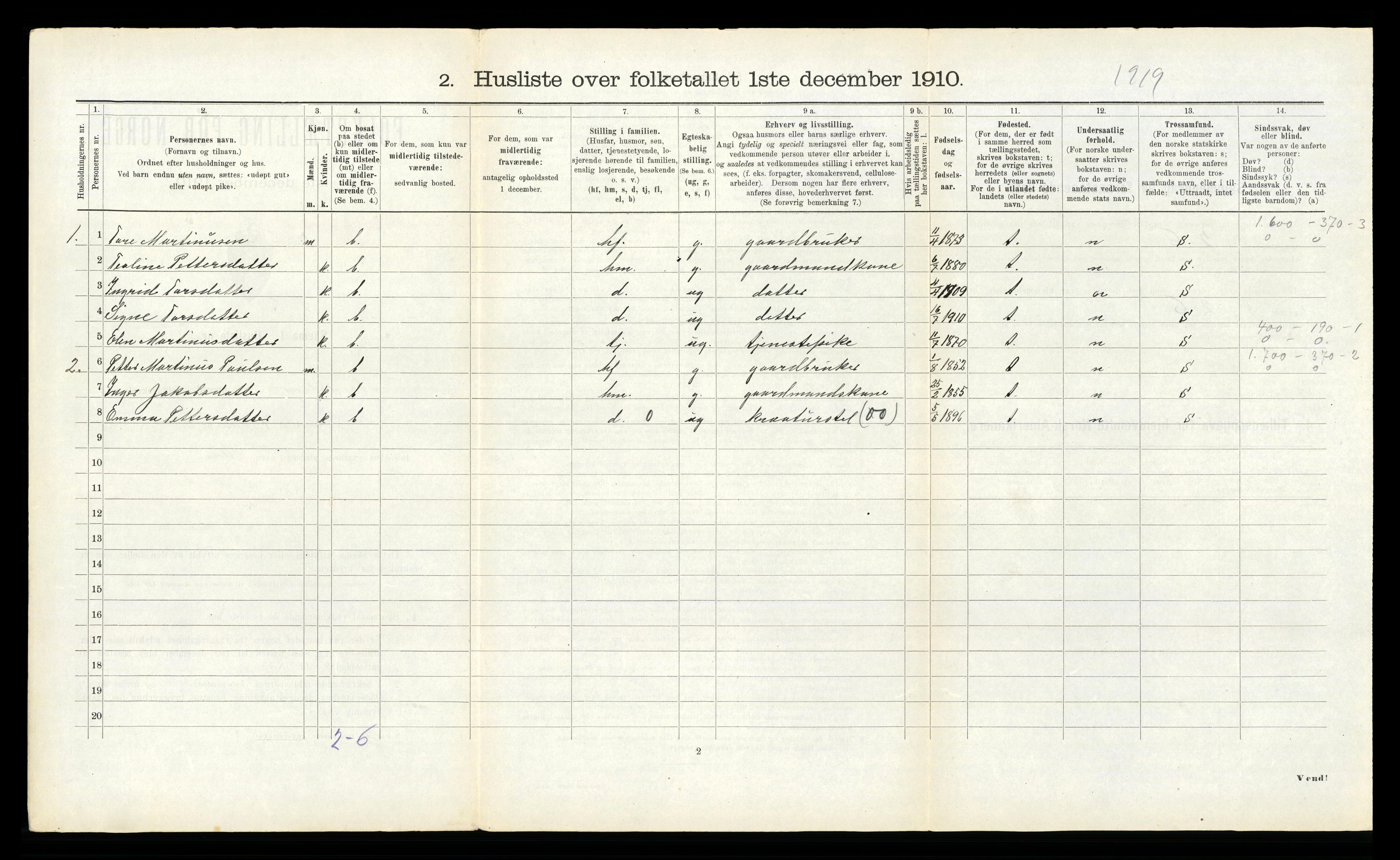 RA, 1910 census for Norddal, 1910, p. 148