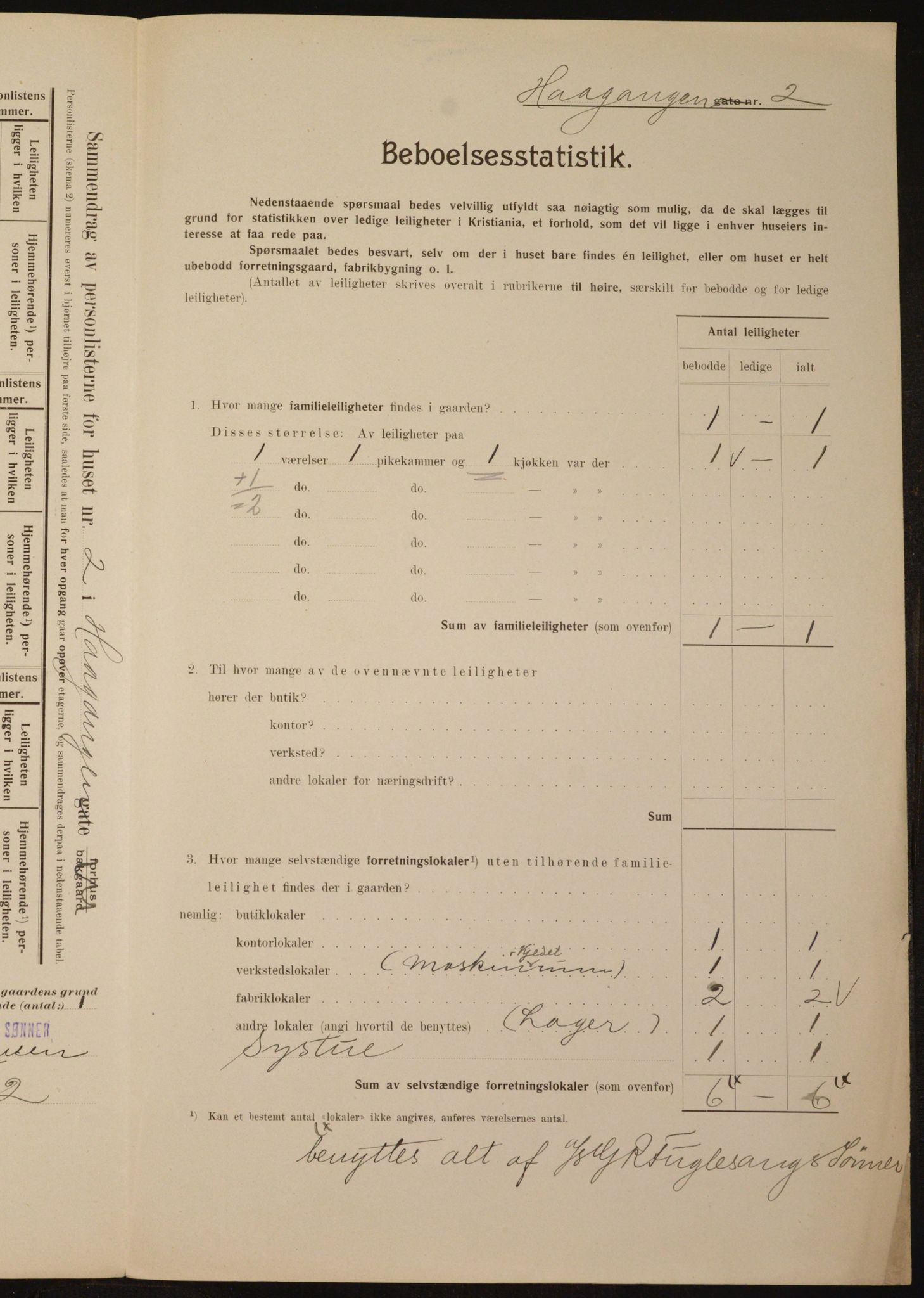 OBA, Municipal Census 1910 for Kristiania, 1910, p. 41813