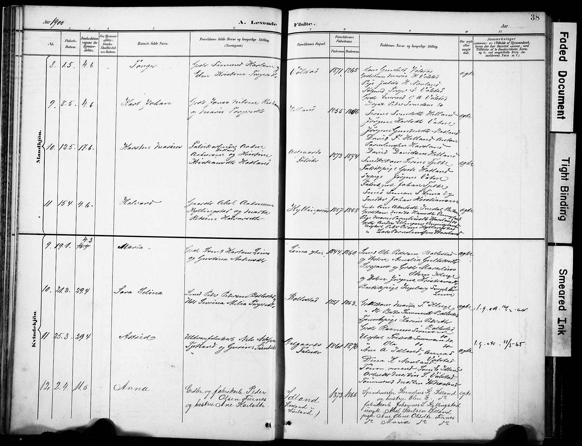 Lye sokneprestkontor, AV/SAST-A-101794/001/30BA/L0012: Parish register (official) no. A 11, 1896-1909, p. 38