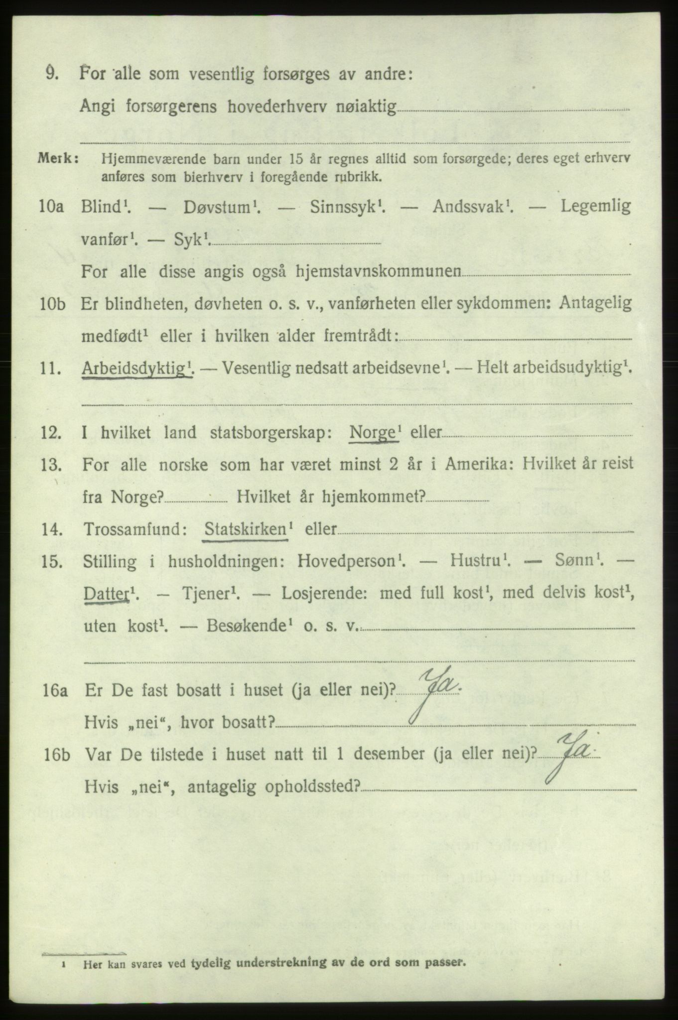 SAB, 1920 census for Bremnes, 1920, p. 2193