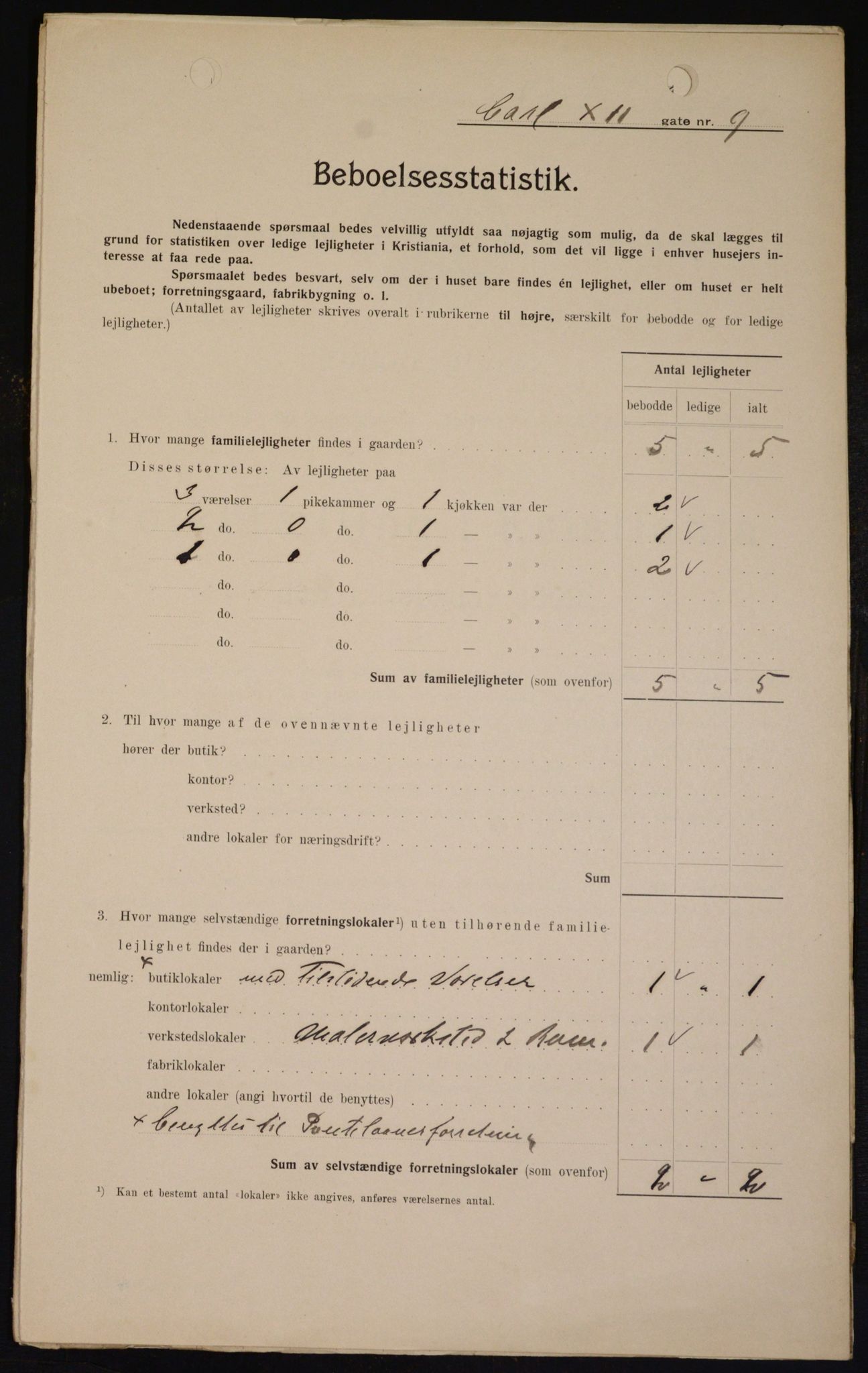 OBA, Municipal Census 1909 for Kristiania, 1909, p. 44135