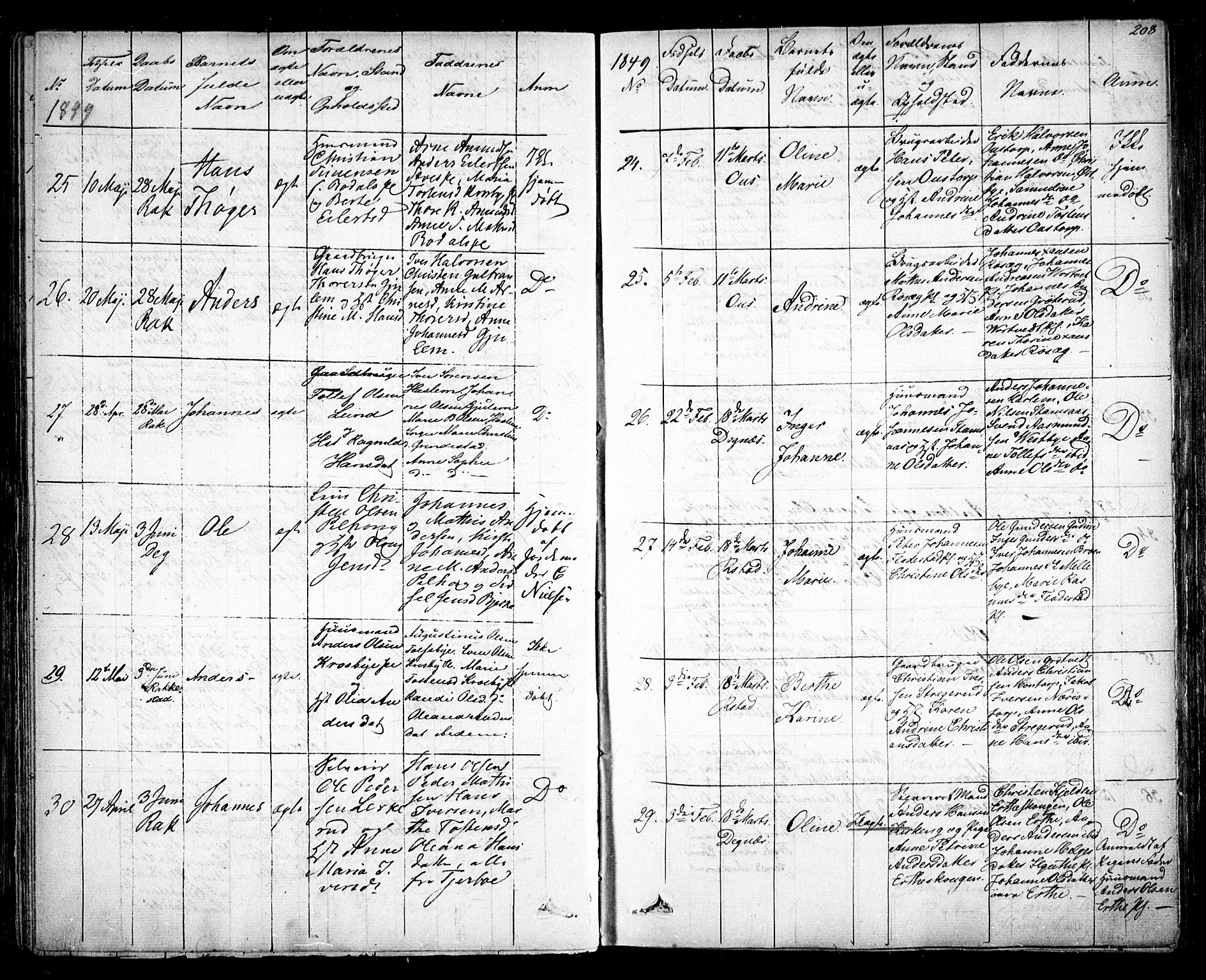 Rakkestad prestekontor Kirkebøker, AV/SAO-A-2008/F/Fa/L0008: Parish register (official) no. I 8, 1842-1849, p. 207-208