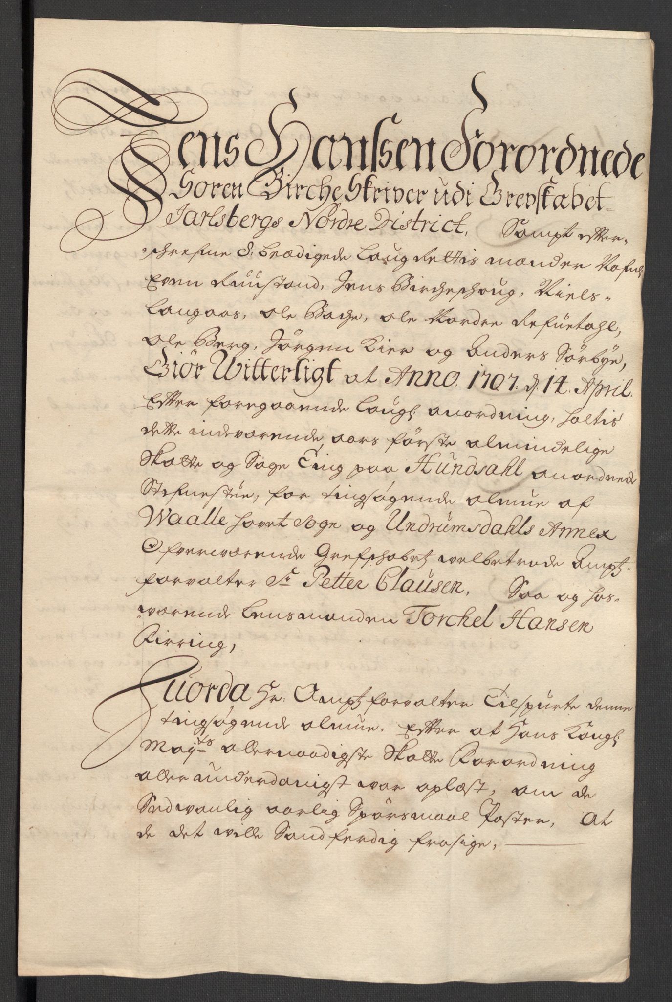 Rentekammeret inntil 1814, Reviderte regnskaper, Fogderegnskap, RA/EA-4092/R32/L1872: Fogderegnskap Jarlsberg grevskap, 1706-1707, p. 402