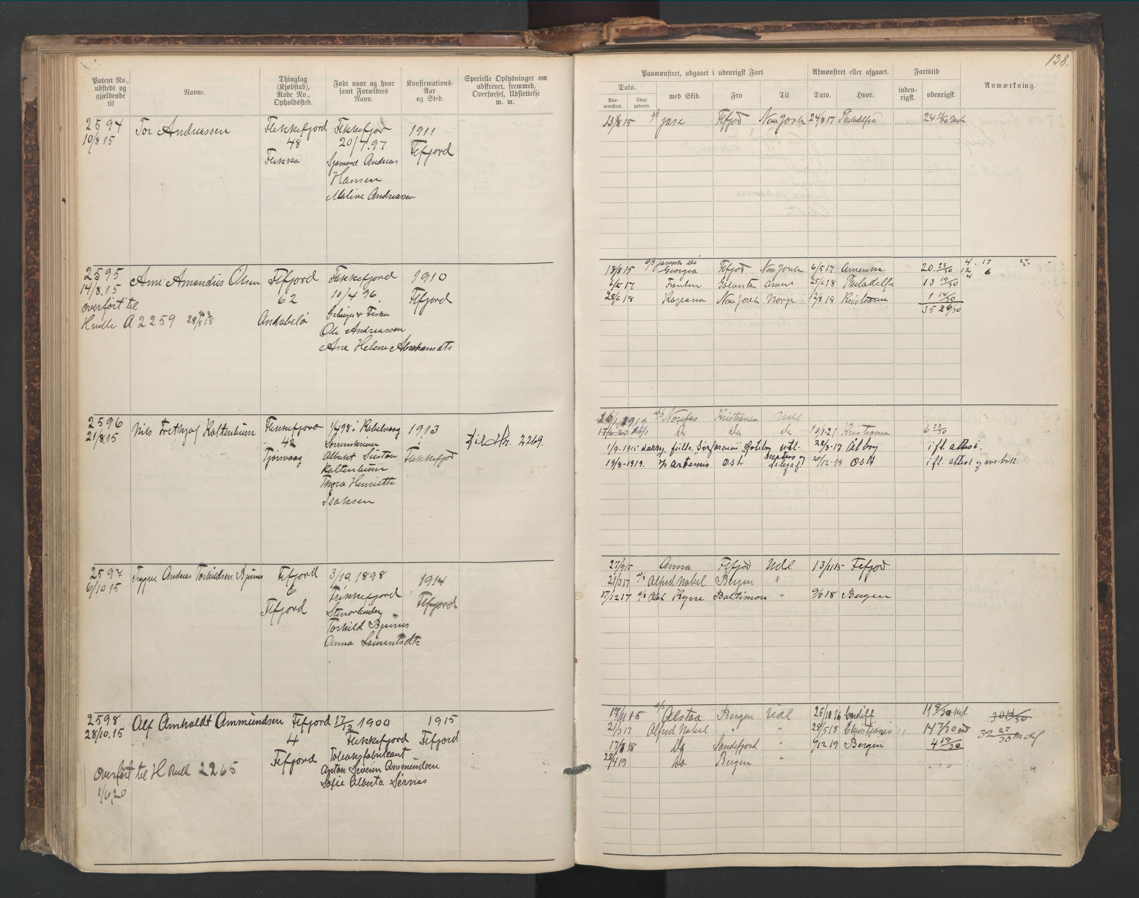 Flekkefjord mønstringskrets, SAK/2031-0018/F/Fa/L0006: Annotasjonsrulle nr 1916-2964 med register, Æ-3, 1891-1948, p. 168