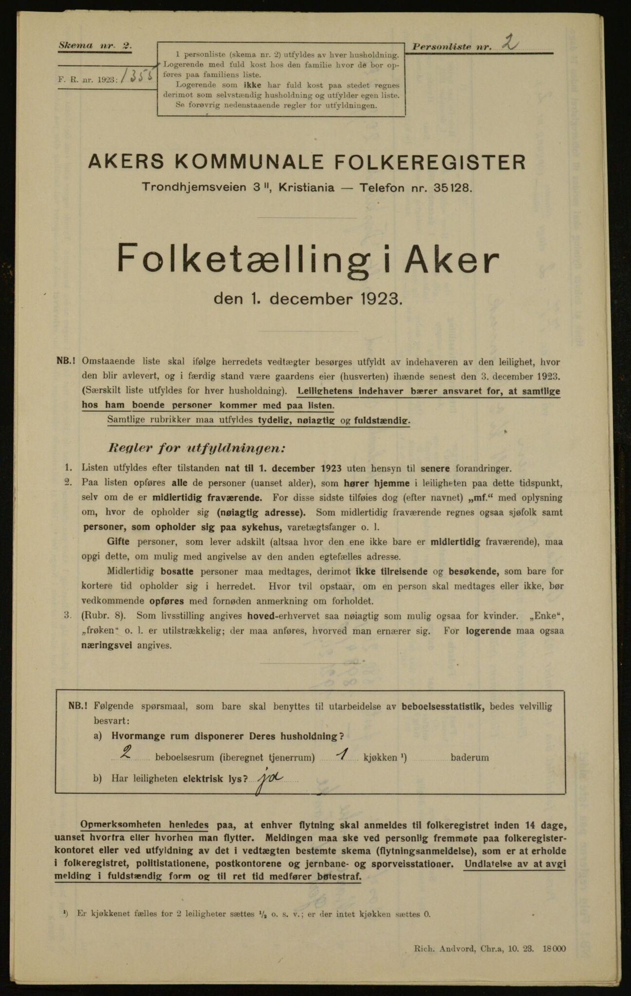 , Municipal Census 1923 for Aker, 1923, p. 16323