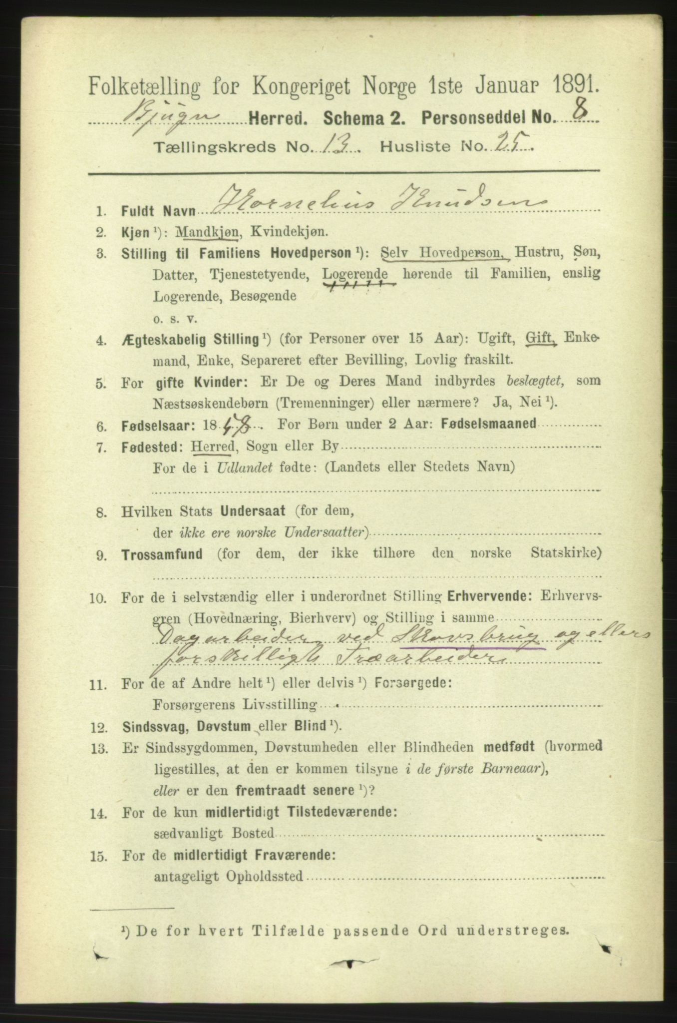 RA, 1891 census for 1627 Bjugn, 1891, p. 3918