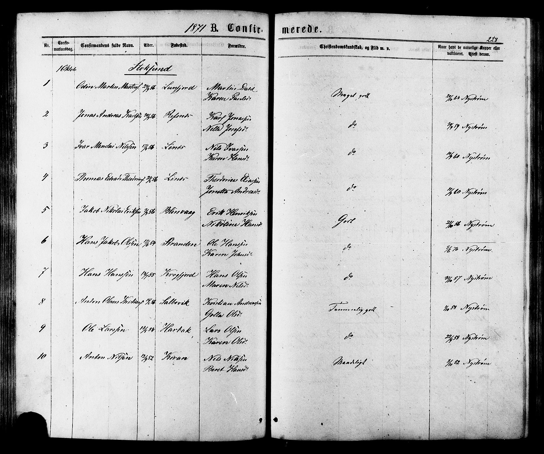 Ministerialprotokoller, klokkerbøker og fødselsregistre - Sør-Trøndelag, SAT/A-1456/657/L0706: Parish register (official) no. 657A07, 1867-1878, p. 228