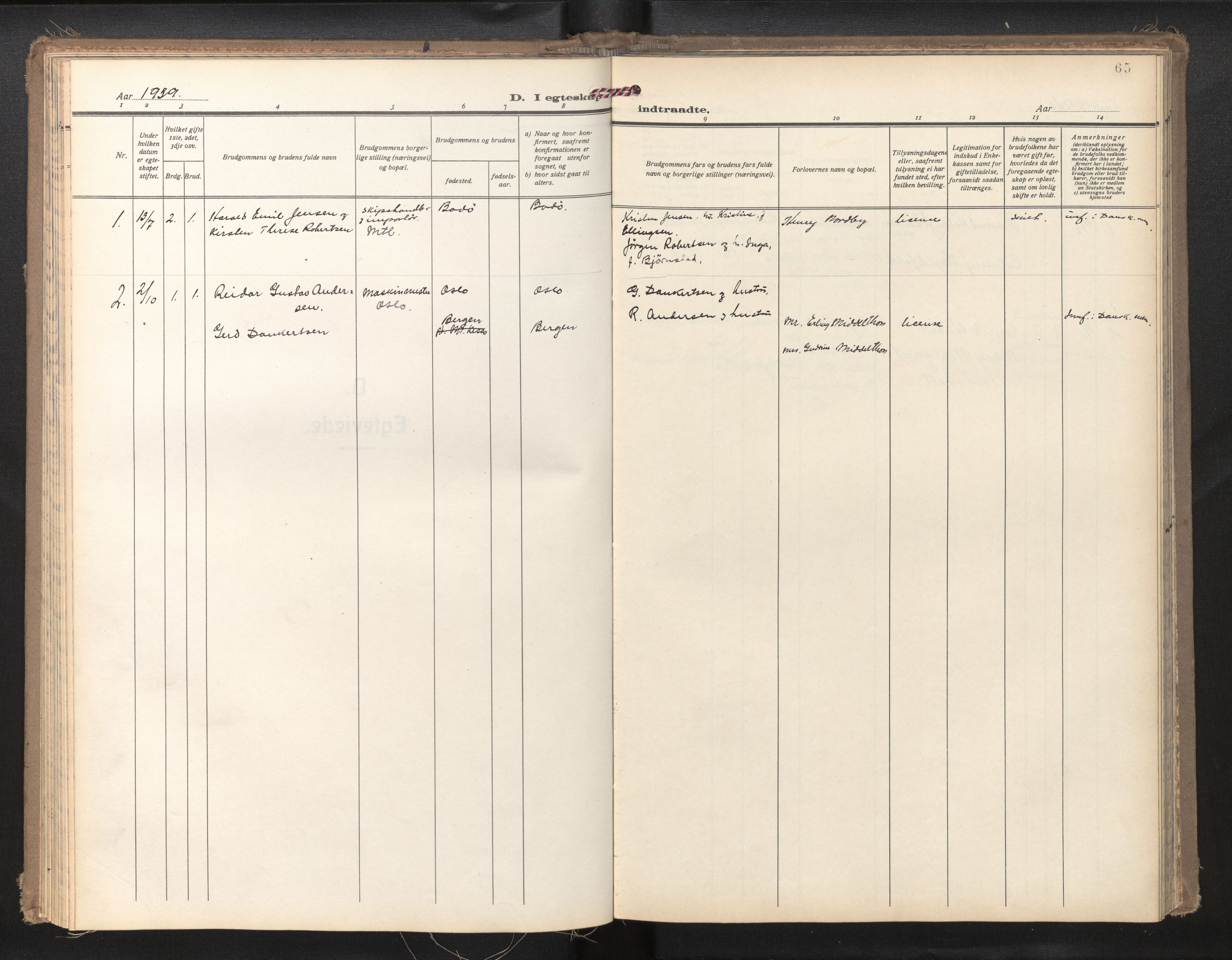Den norske sjømannsmisjon i utlandet/Montreal-Halifax, SAB/SAB/PA-0116/H/Ha/L0001: Parish register (official) no. A 1, 1929-1960, p. 64b-65a
