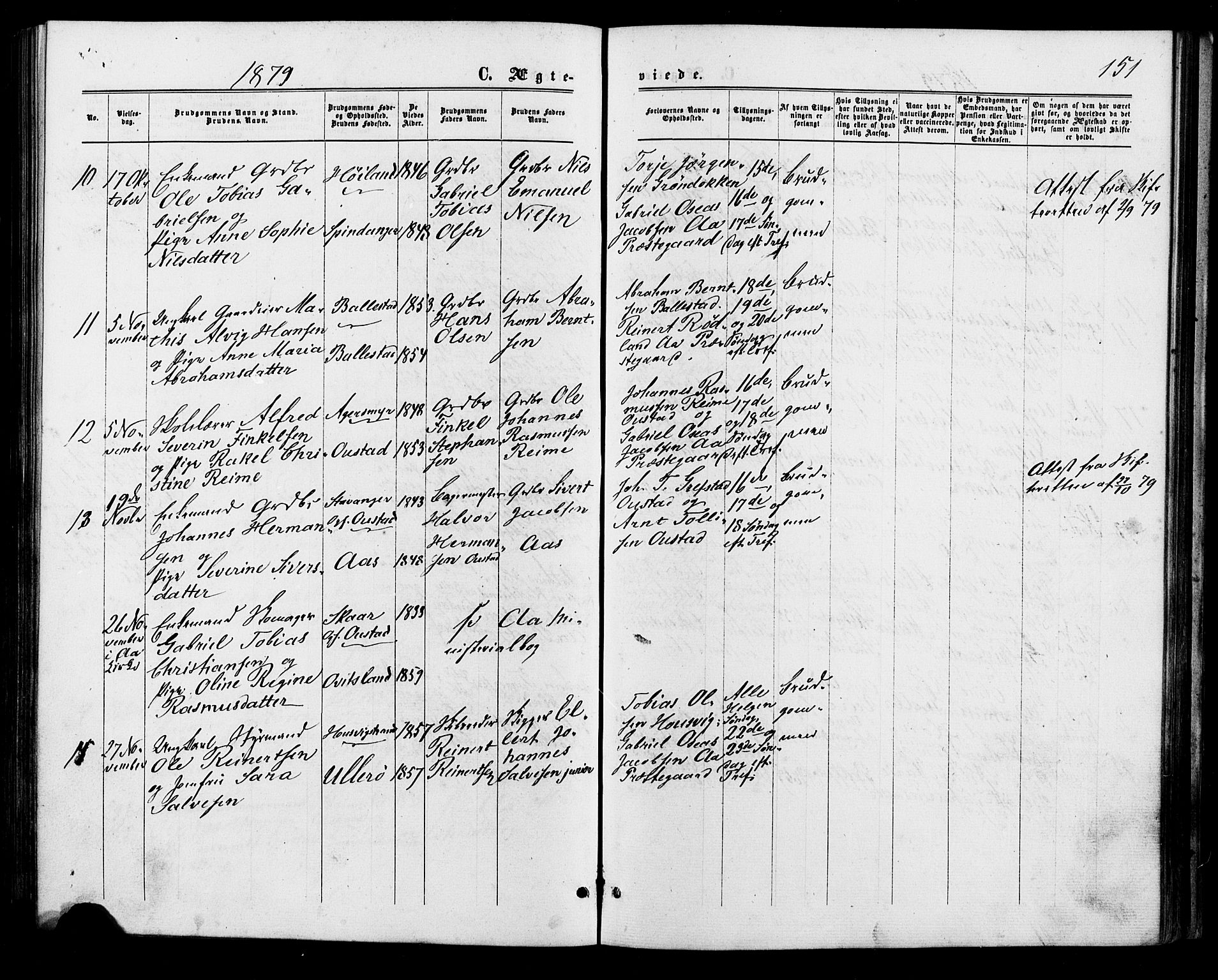 Lyngdal sokneprestkontor, AV/SAK-1111-0029/F/Fa/Faa/L0003: Parish register (official) no. A 3, 1871-1882, p. 151