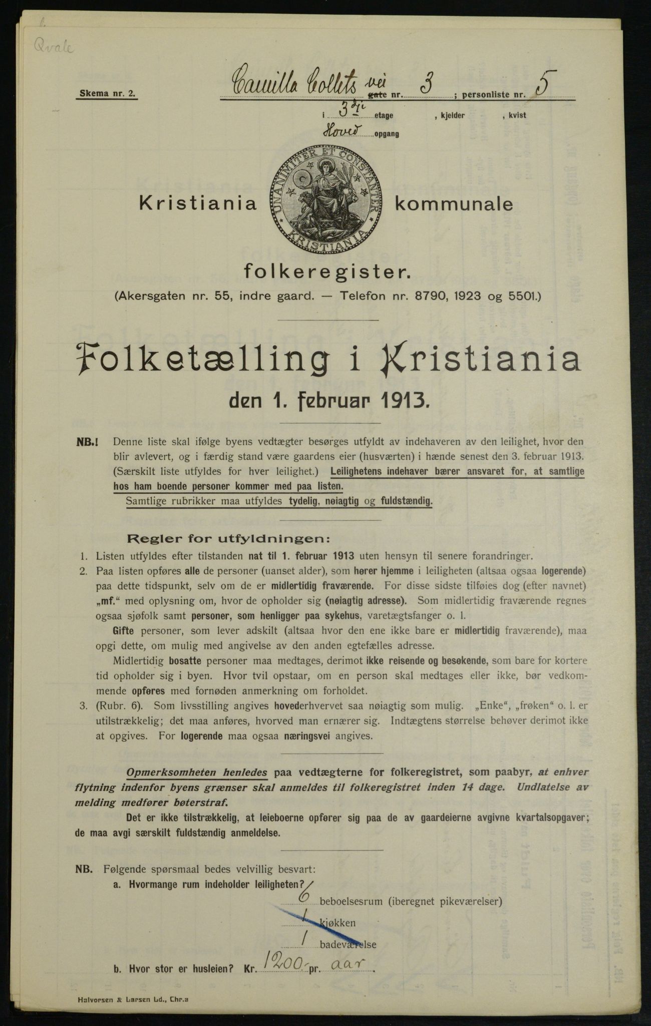 OBA, Municipal Census 1913 for Kristiania, 1913, p. 11607