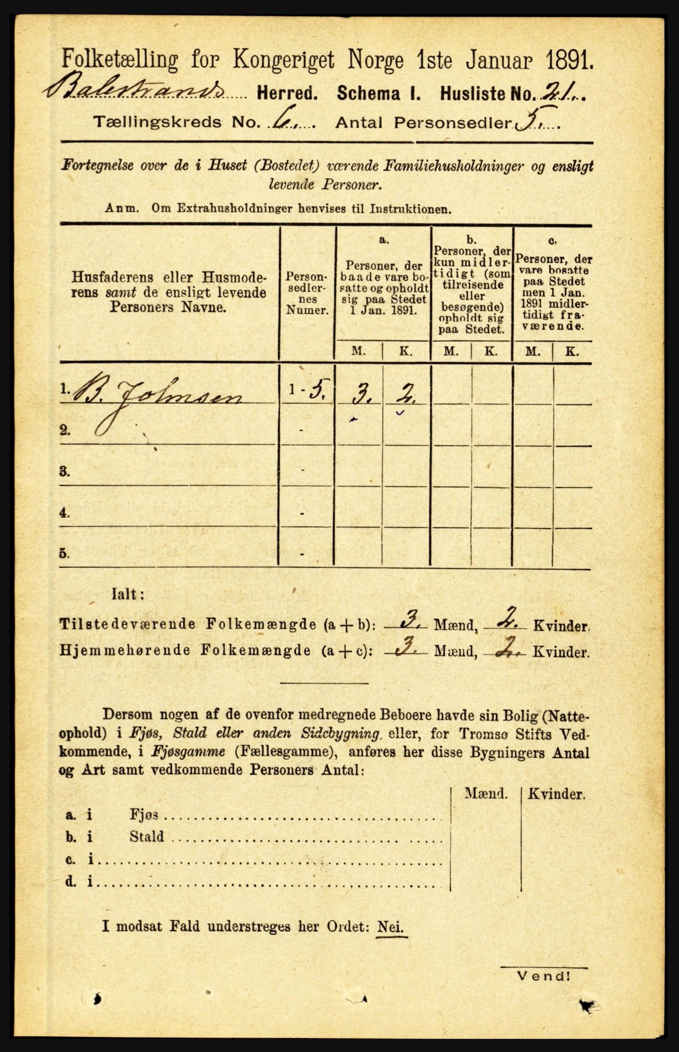 RA, 1891 census for 1418 Balestrand, 1891, p. 1355