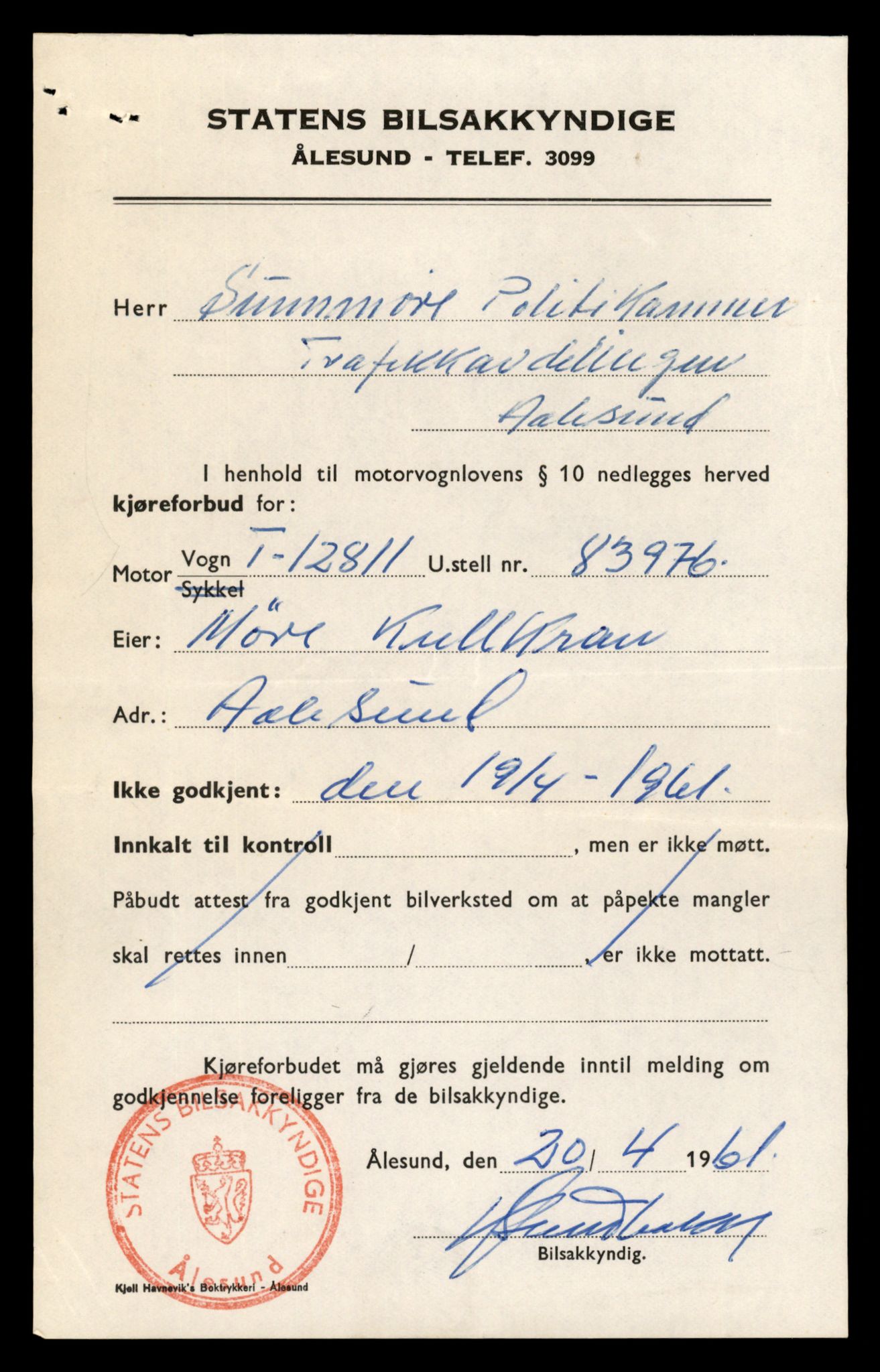 Møre og Romsdal vegkontor - Ålesund trafikkstasjon, AV/SAT-A-4099/F/Fe/L0035: Registreringskort for kjøretøy T 12653 - T 12829, 1927-1998, p. 3028