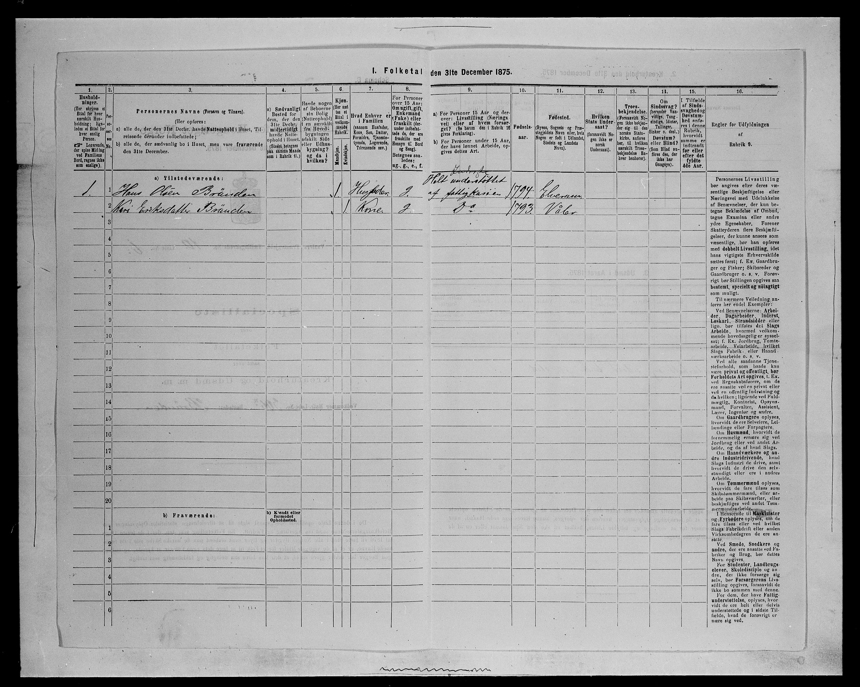 SAH, 1875 census for 0426P Våler parish (Hedmark), 1875, p. 1301