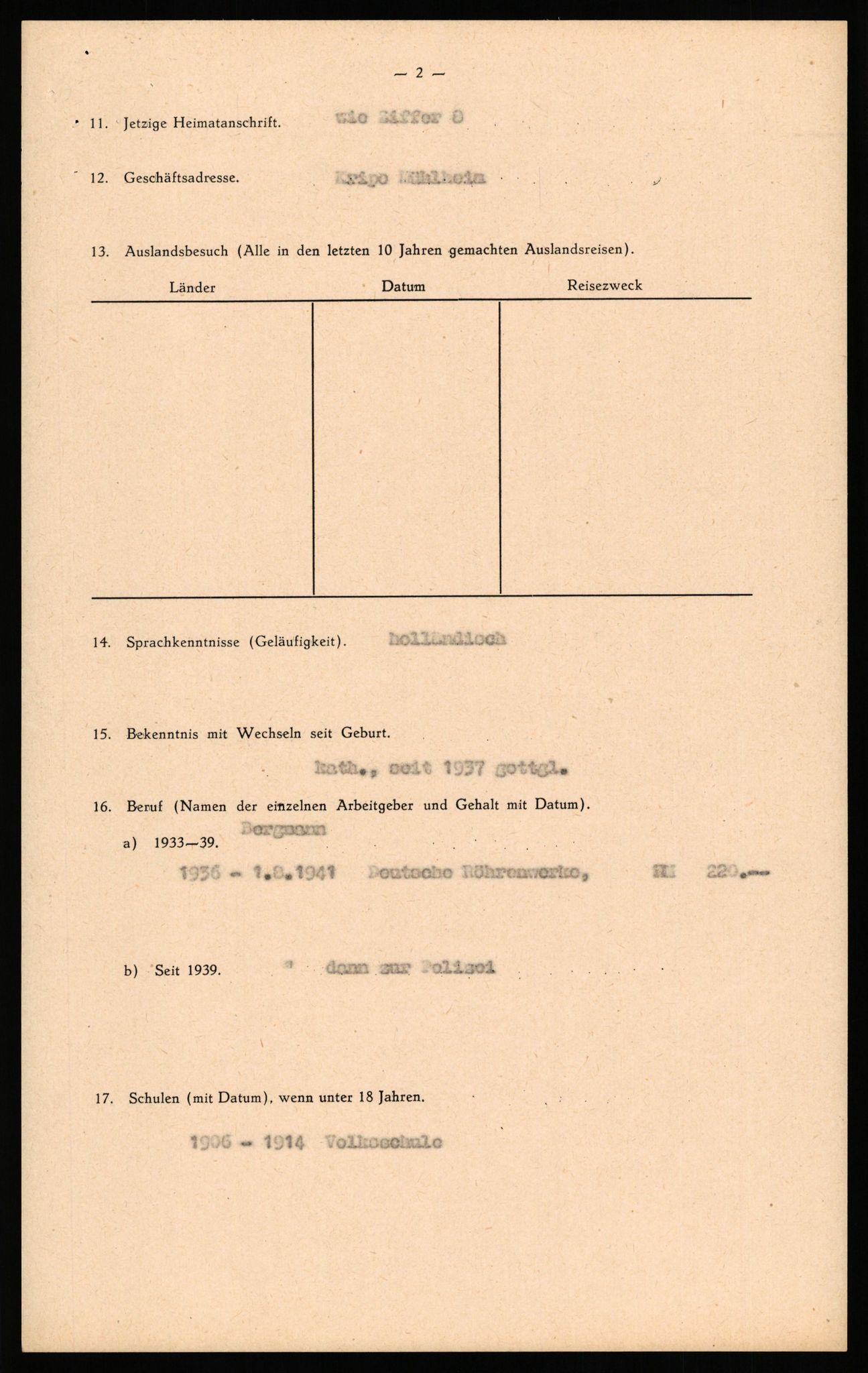 Forsvaret, Forsvarets overkommando II, AV/RA-RAFA-3915/D/Db/L0037: CI Questionaires. Tyske okkupasjonsstyrker i Norge. Tyskere., 1945-1946, p. 98