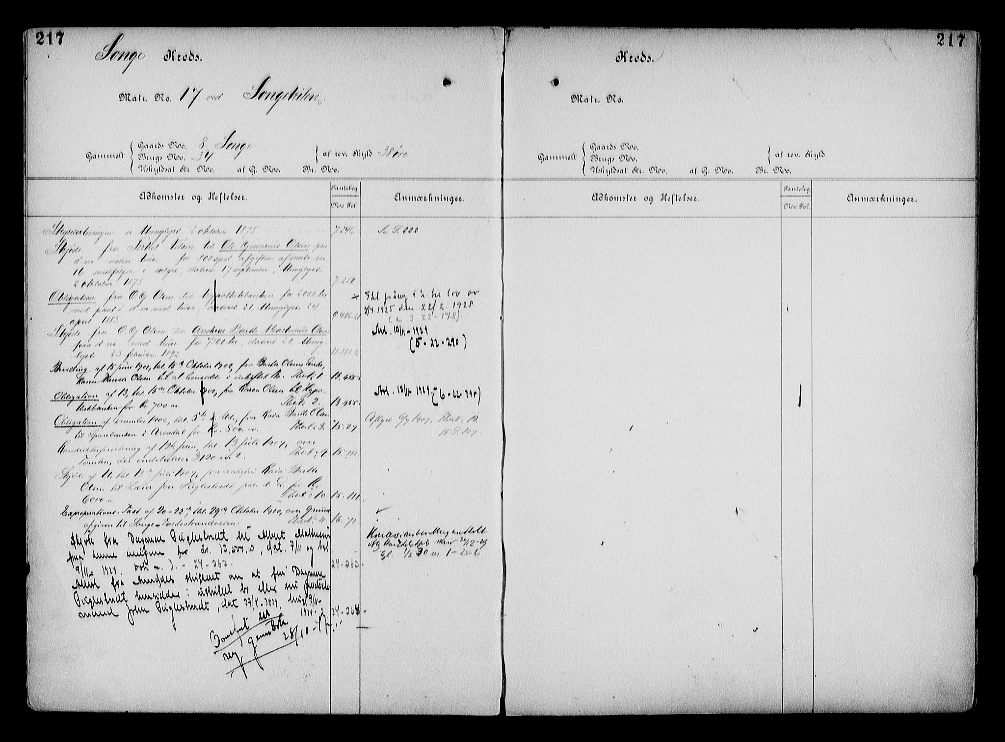 Arendal byfogd, AV/SAK-1222-0001/G/Ga/L0015: Mortgage register no. 13, 1860-1960, p. 217
