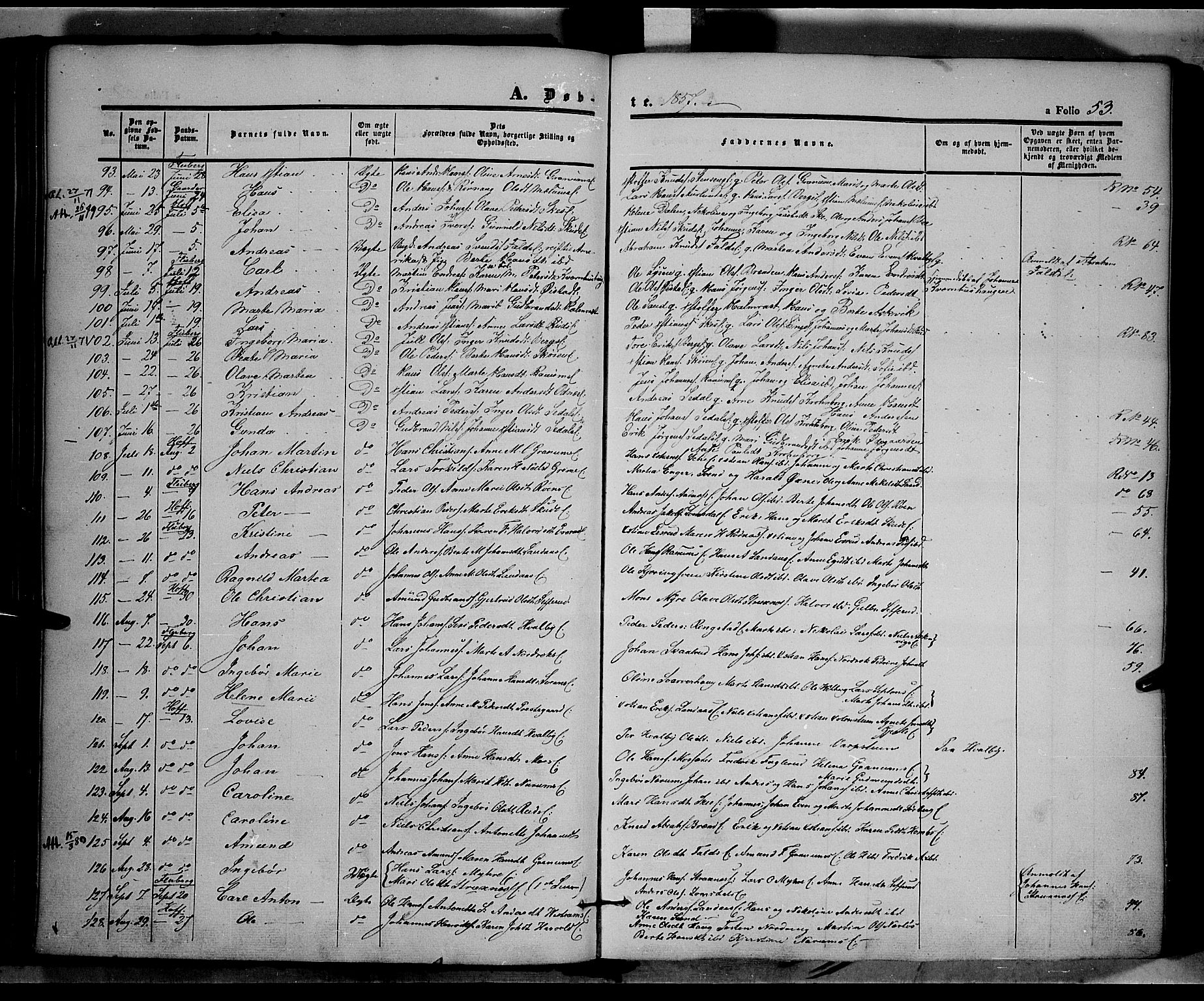 Land prestekontor, AV/SAH-PREST-120/H/Ha/Haa/L0009: Parish register (official) no. 9, 1847-1859, p. 53