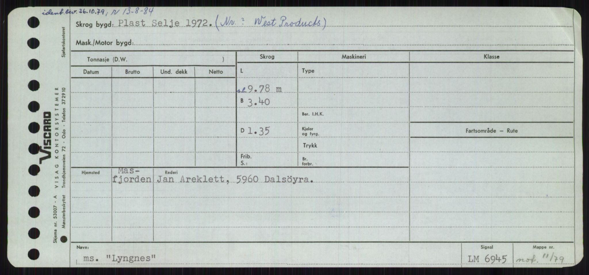 Sjøfartsdirektoratet med forløpere, Skipsmålingen, RA/S-1627/H/Ha/L0003/0002: Fartøy, Hilm-Mar / Fartøy, Kom-Mar, p. 713