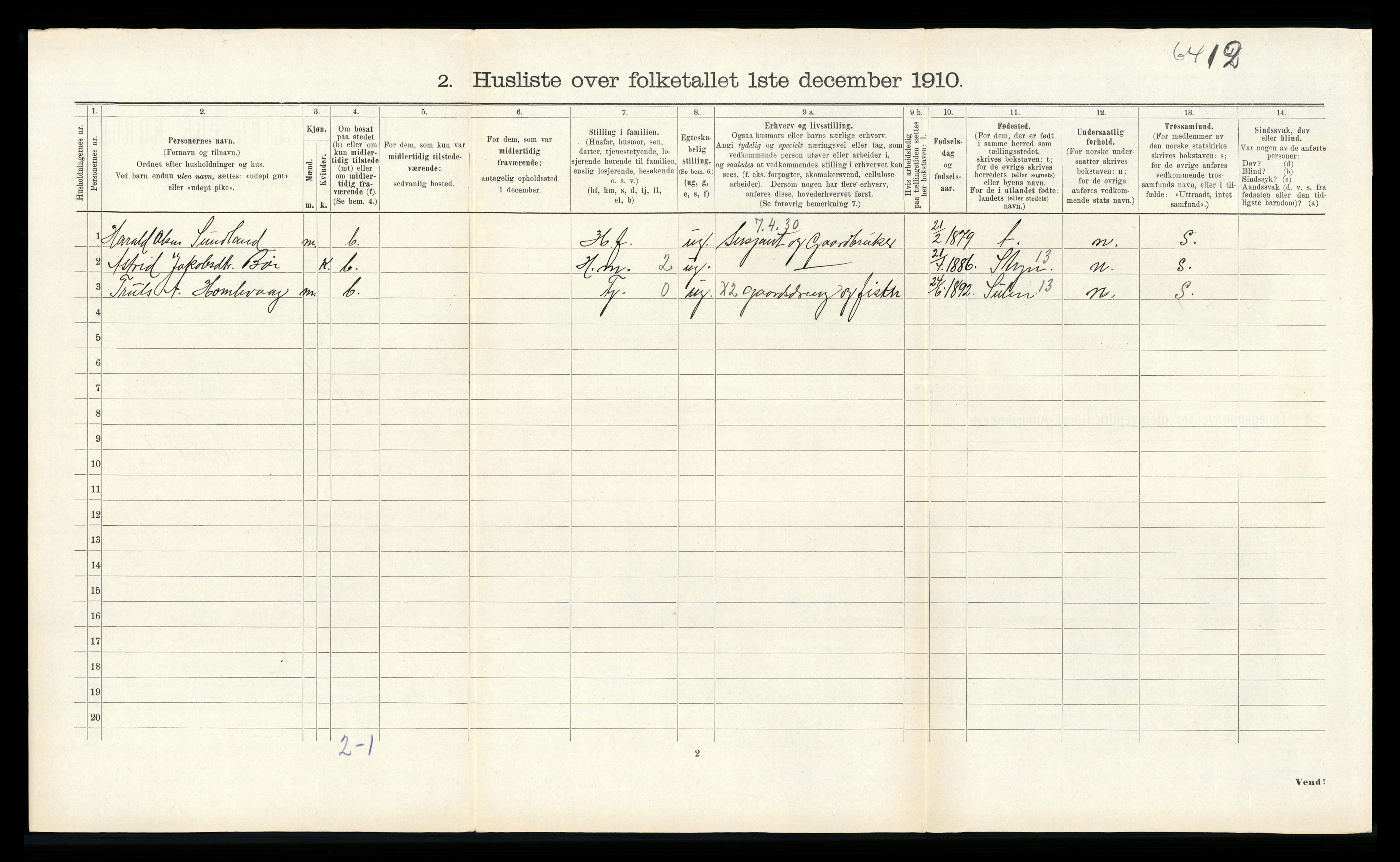 RA, 1910 census for Haus, 1910, p. 1125