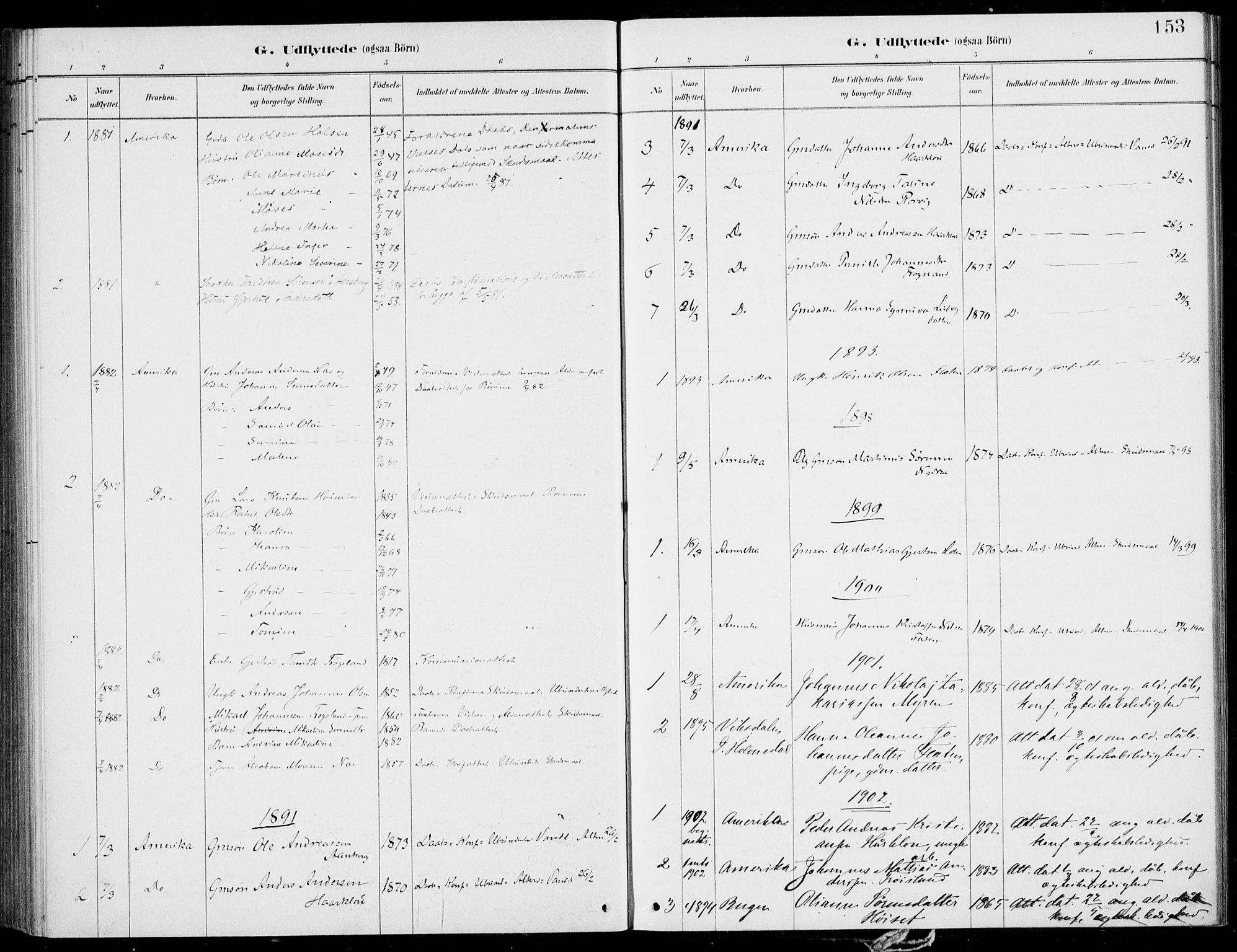 Førde sokneprestembete, SAB/A-79901/H/Haa/Haac/L0001: Parish register (official) no. C  1, 1881-1920, p. 153