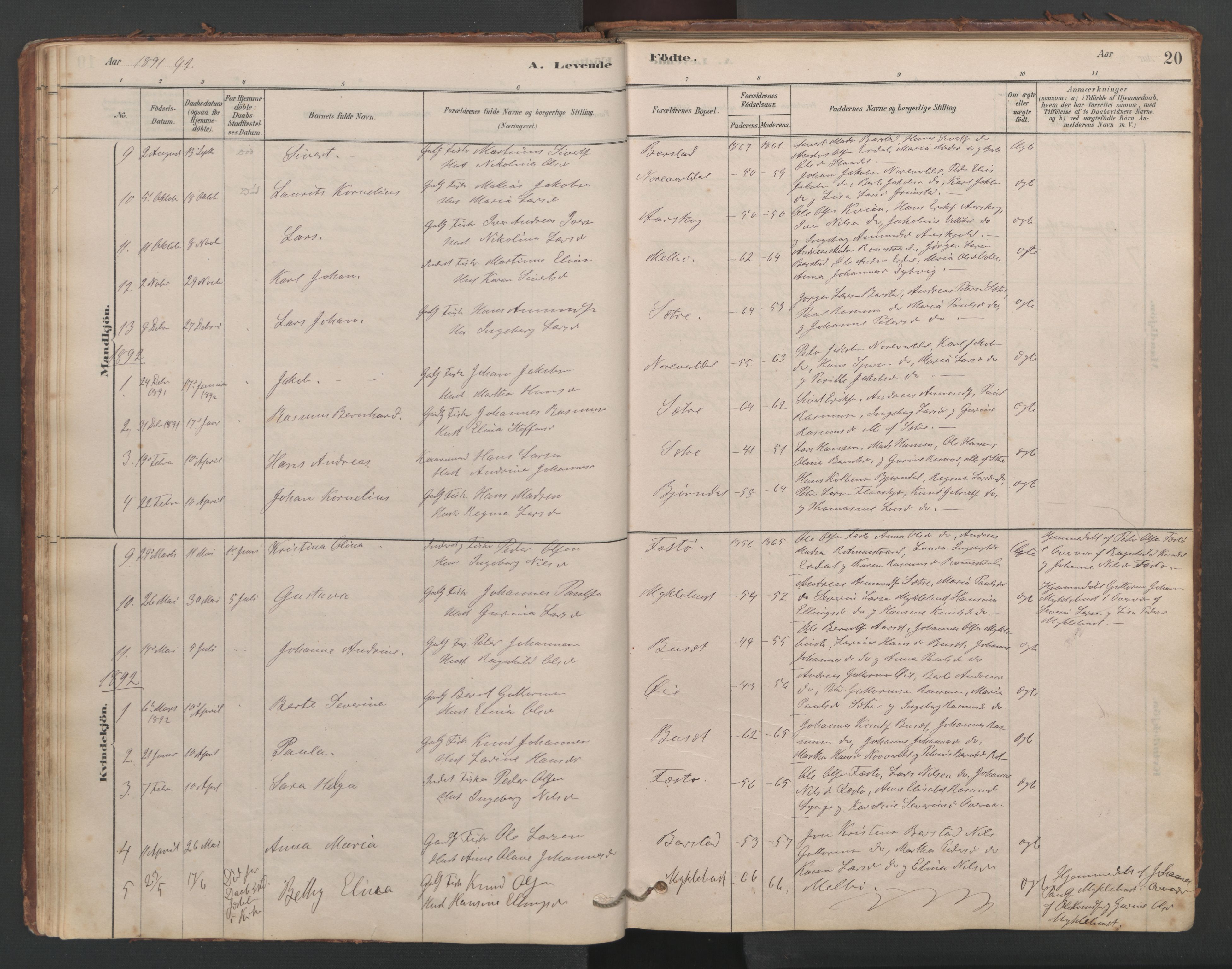 Ministerialprotokoller, klokkerbøker og fødselsregistre - Møre og Romsdal, SAT/A-1454/514/L0201: Parish register (copy) no. 514C01, 1878-1919, p. 20