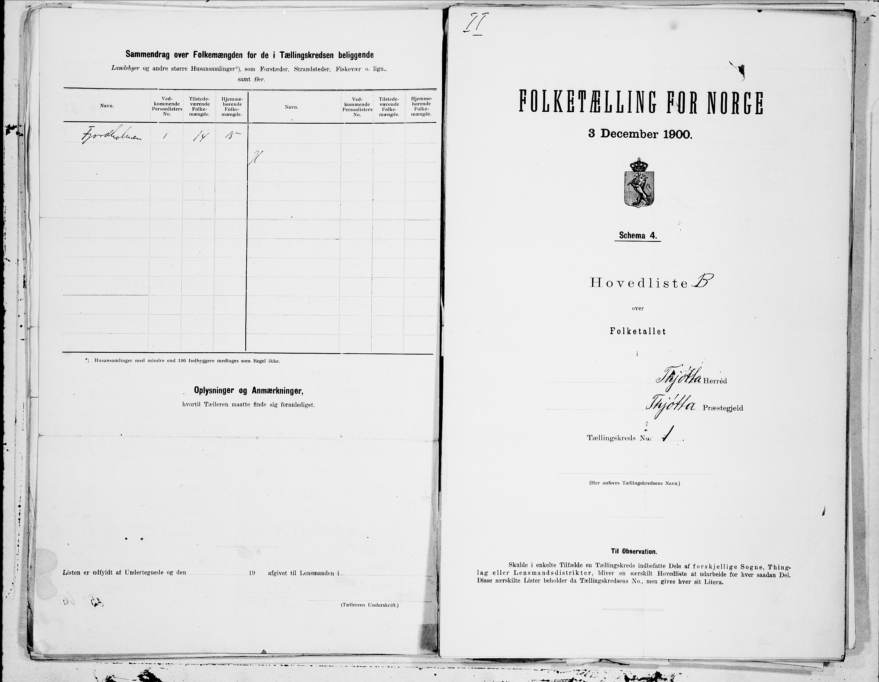 SAT, 1900 census for Tjøtta, 1900, p. 4