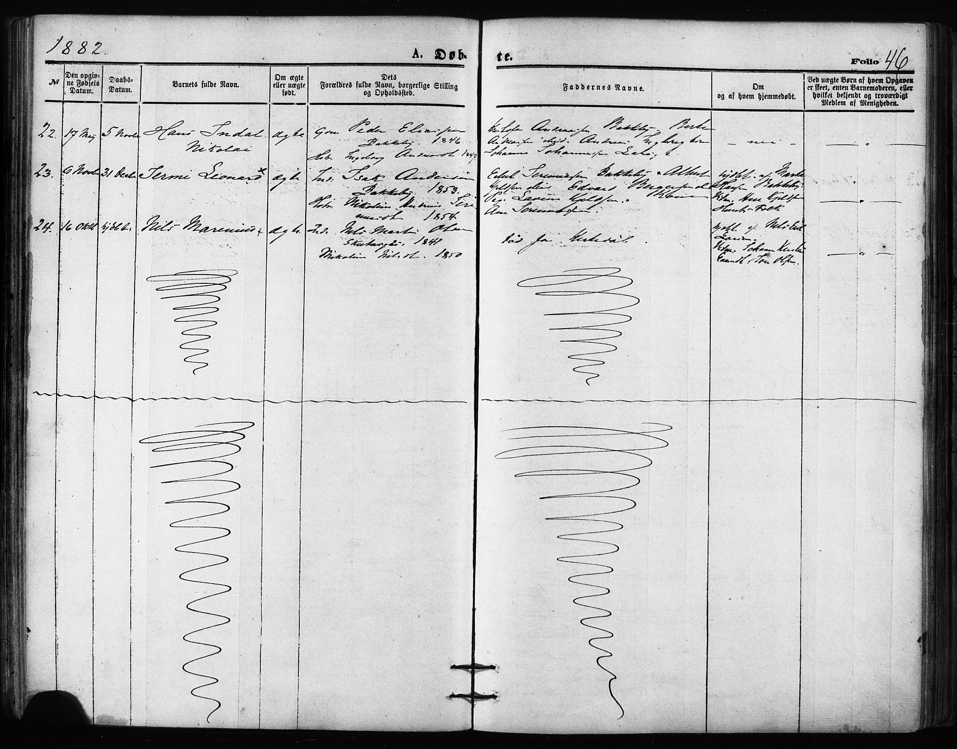 Balsfjord sokneprestembete, SATØ/S-1303/G/Ga/L0002kirke: Parish register (official) no. 2, 1871-1886, p. 46