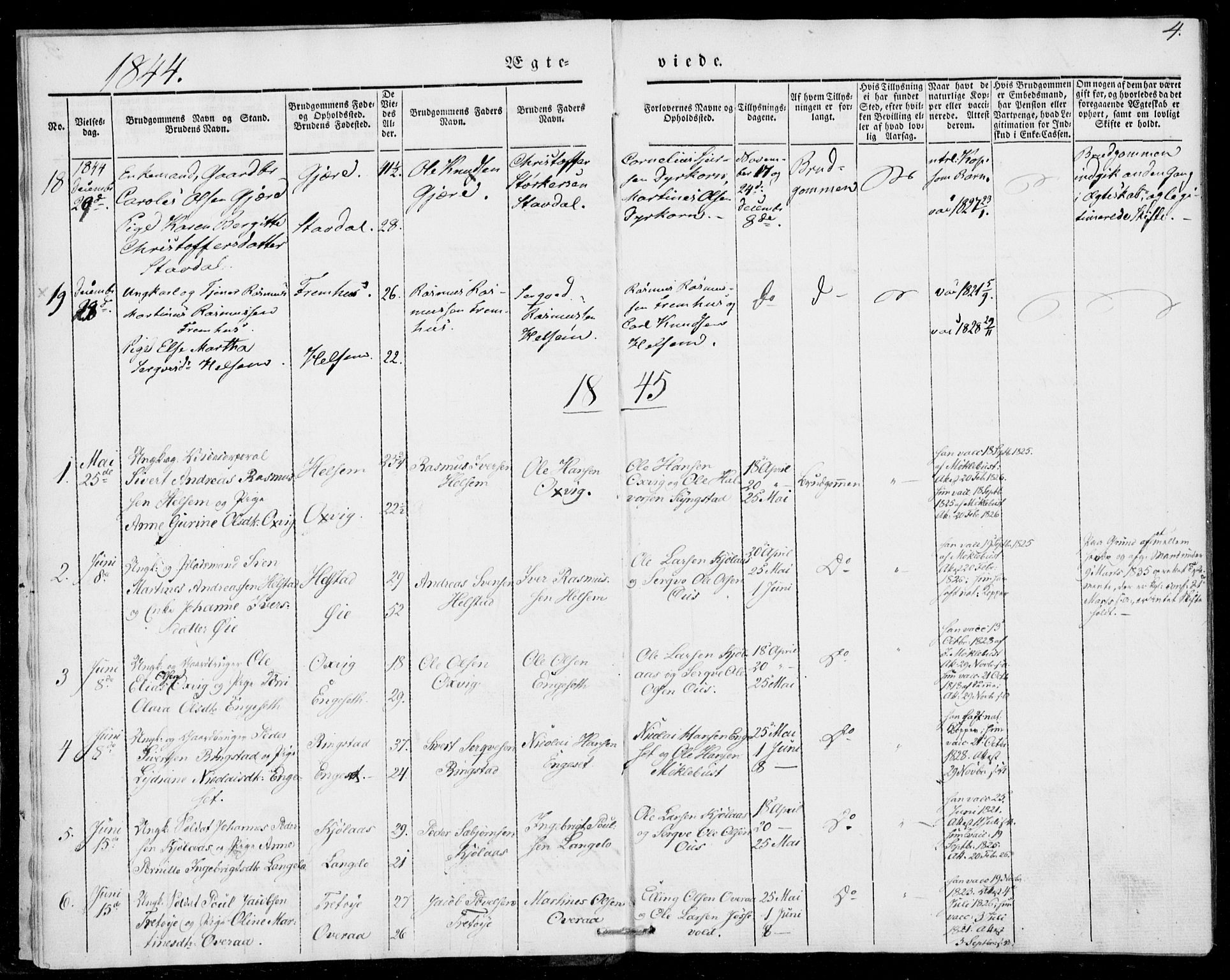 Ministerialprotokoller, klokkerbøker og fødselsregistre - Møre og Romsdal, AV/SAT-A-1454/520/L0276: Parish register (official) no. 520A06, 1844-1881, p. 4