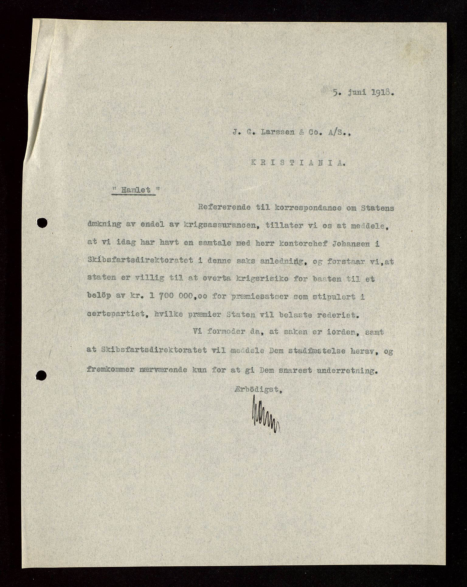 Pa 1521 - A/S Norske Shell, AV/SAST-A-101915/E/Ea/Eaa/L0003: Sjefskorrespondanse, 1918, p. 126