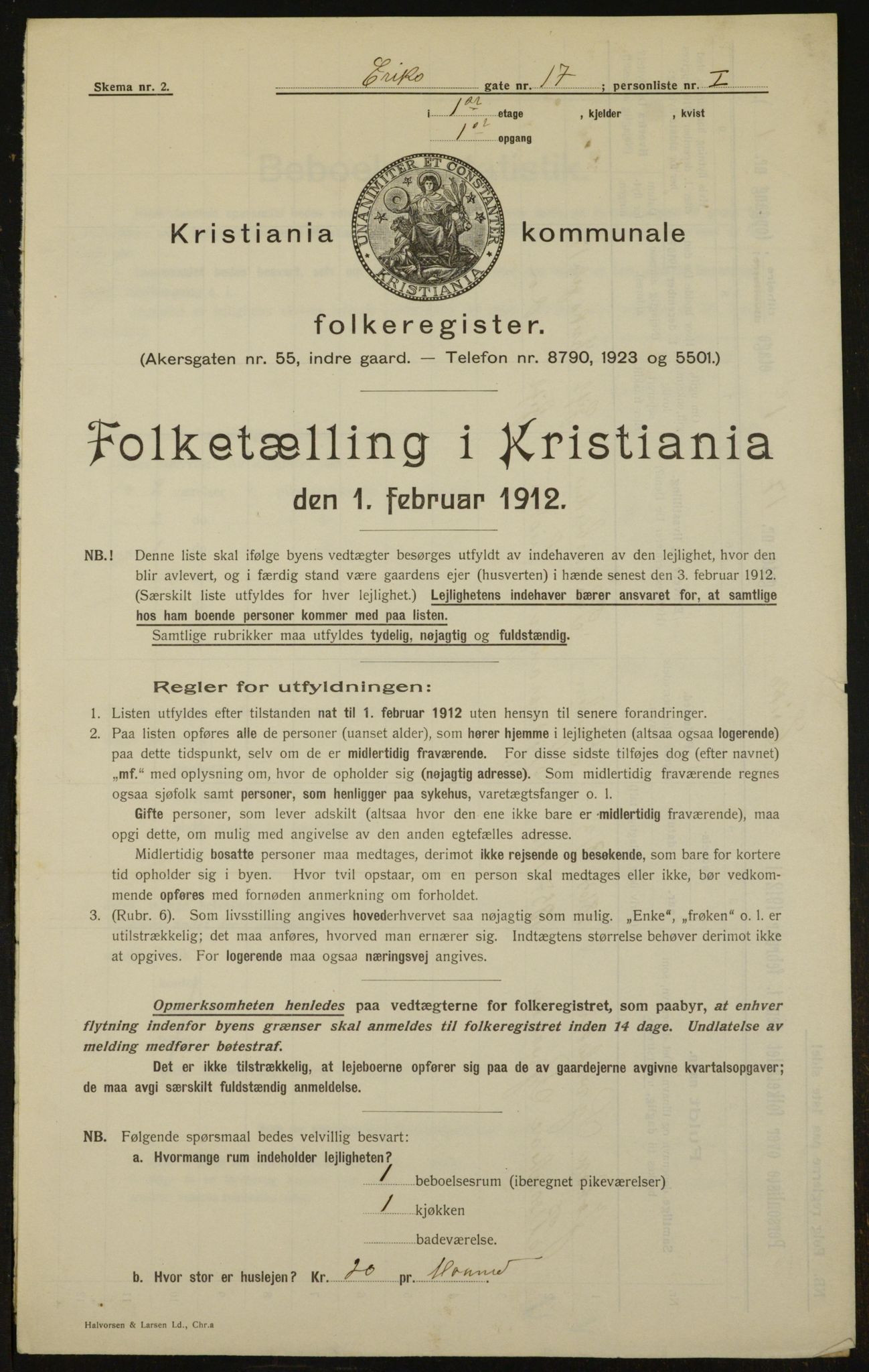 OBA, Municipal Census 1912 for Kristiania, 1912, p. 20049