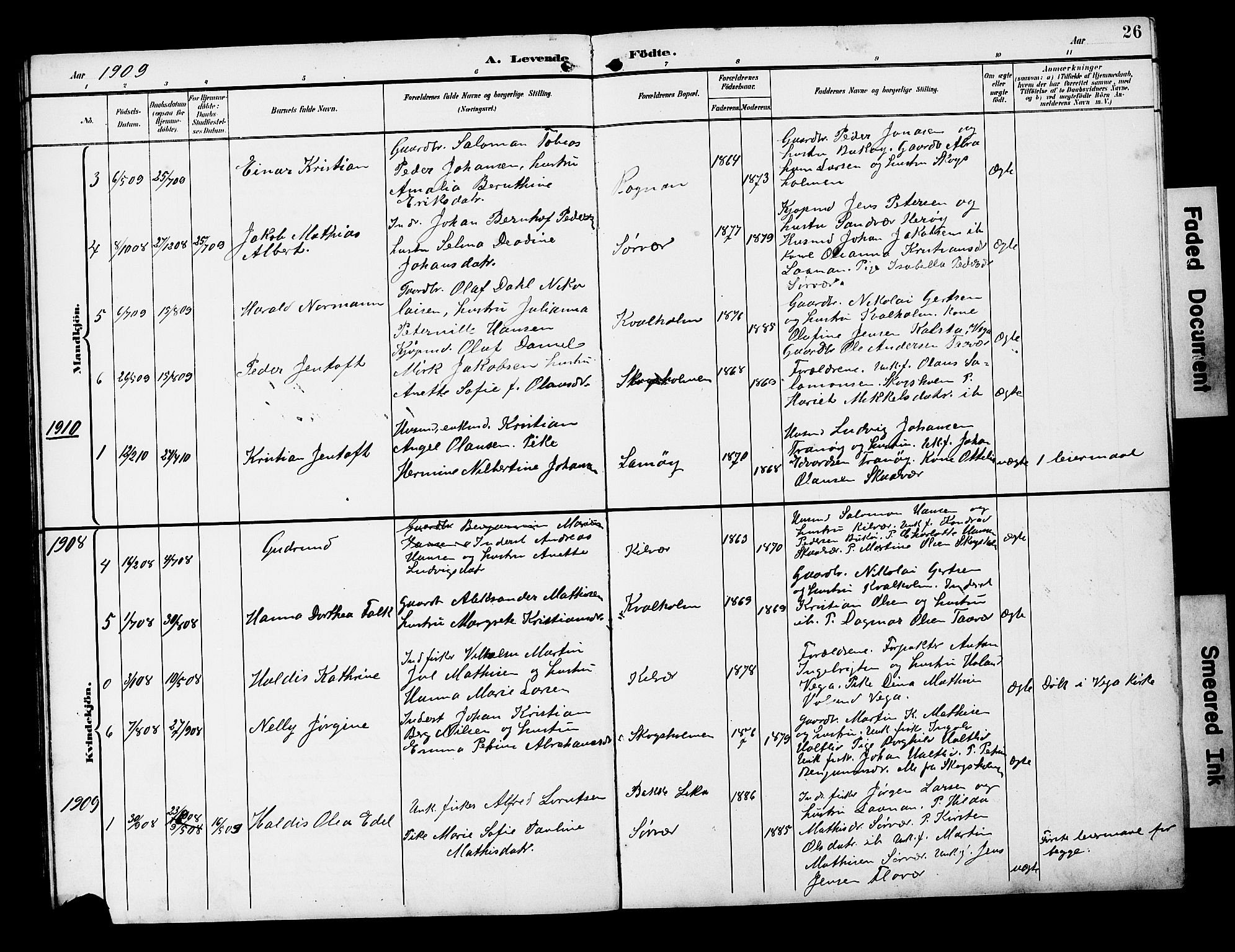 Ministerialprotokoller, klokkerbøker og fødselsregistre - Nordland, AV/SAT-A-1459/818/L0273: Parish register (copy) no. 818C01, 1893-1928, p. 26