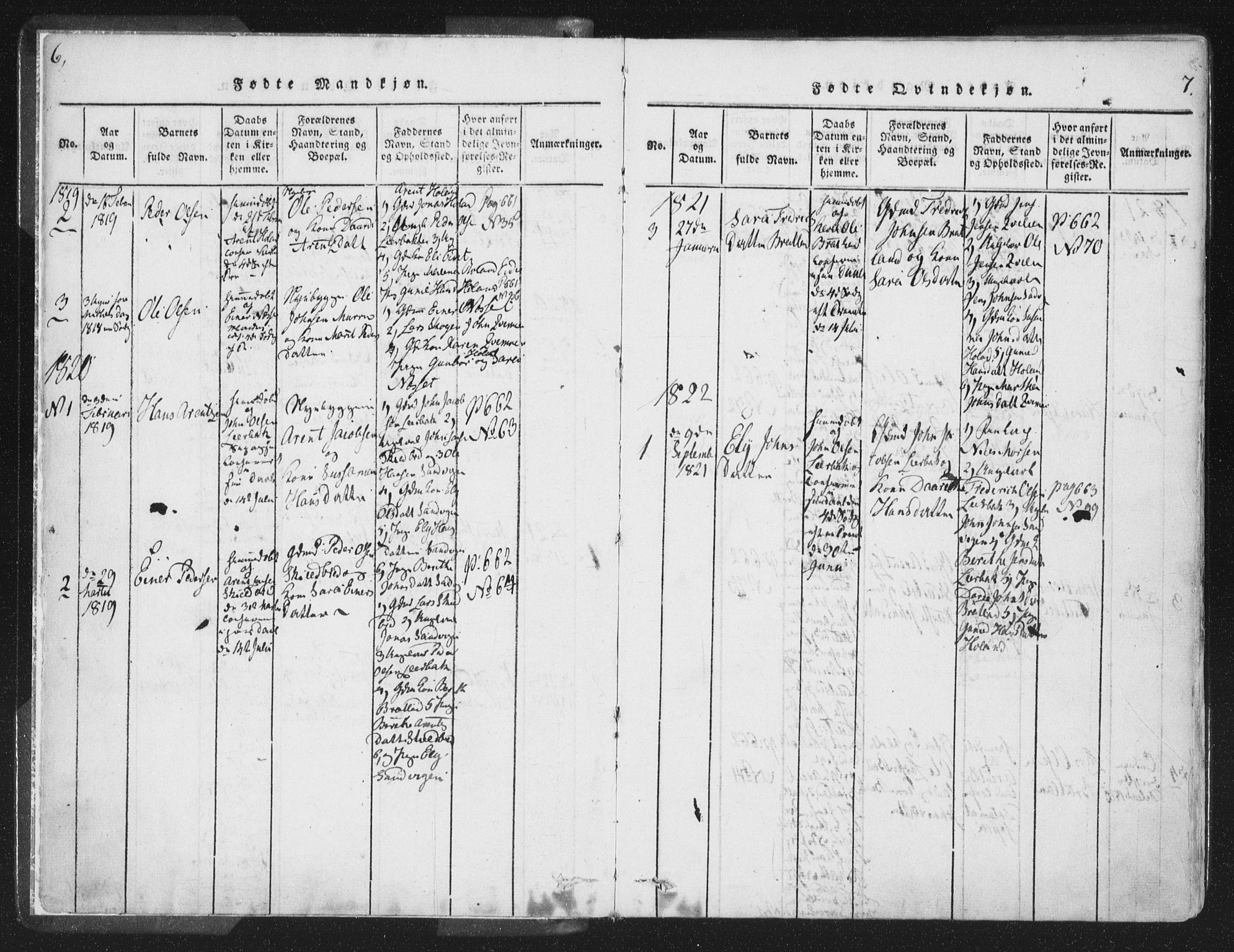 Ministerialprotokoller, klokkerbøker og fødselsregistre - Nord-Trøndelag, AV/SAT-A-1458/755/L0491: Parish register (official) no. 755A01 /1, 1817-1864, p. 6-7