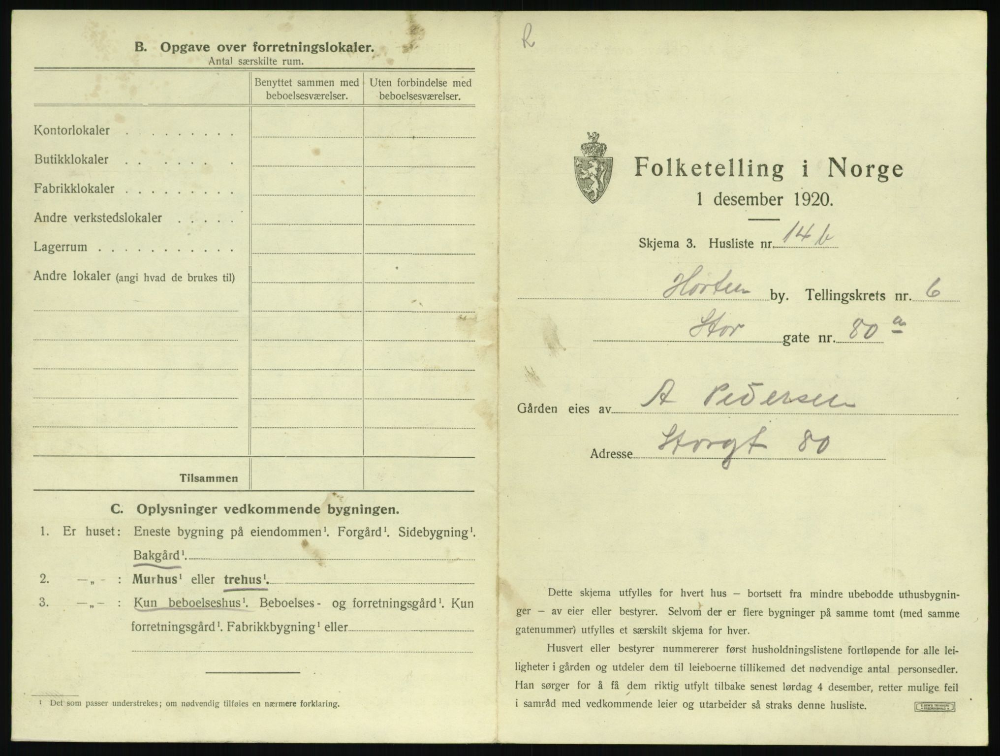 SAKO, 1920 census for Horten, 1920, p. 1955