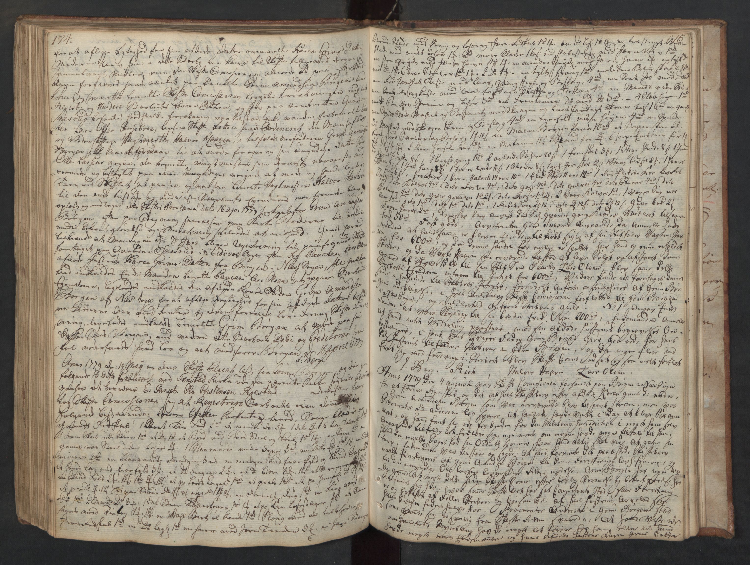 Forsvaret, Generalauditøren, AV/RA-RAFA-1772/F/Fj/Fjc/L0007: Skifteprotokol for 1ste søndenfjeldske dragonregiment, 1762-1789, p. 174-175