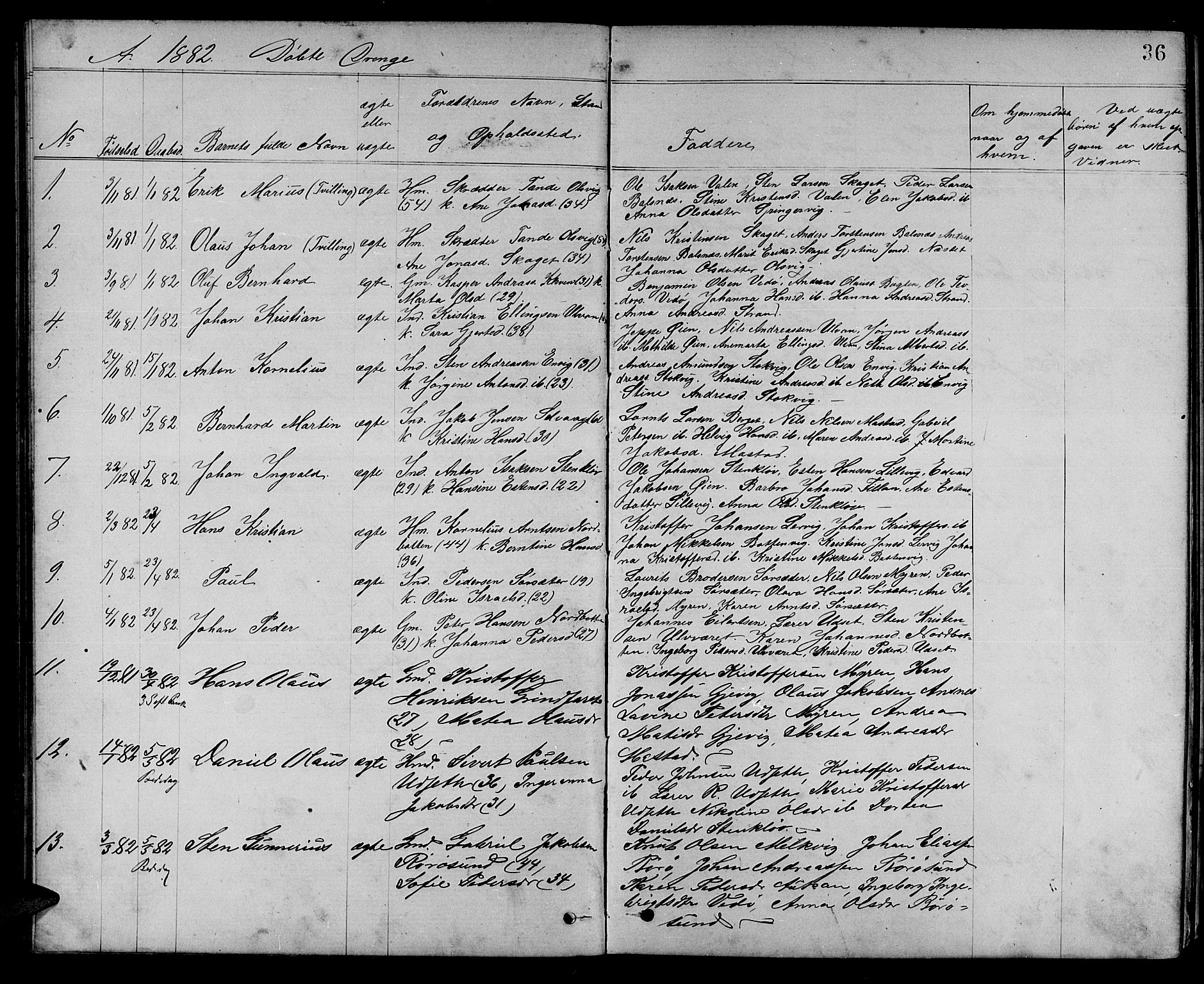 Ministerialprotokoller, klokkerbøker og fødselsregistre - Sør-Trøndelag, SAT/A-1456/637/L0561: Parish register (copy) no. 637C02, 1873-1882, p. 36
