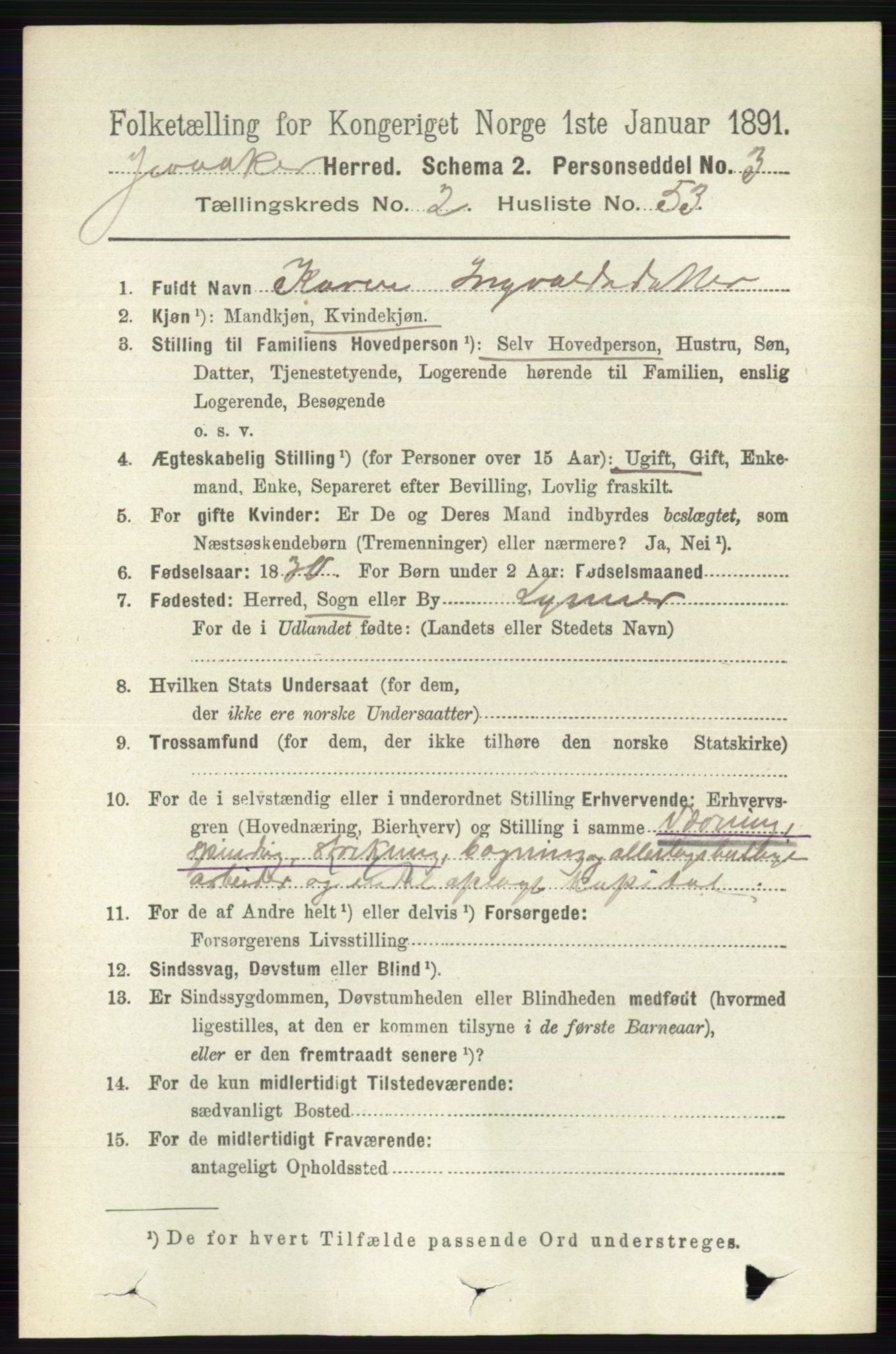 RA, 1891 census for 0532 Jevnaker, 1891, p. 938