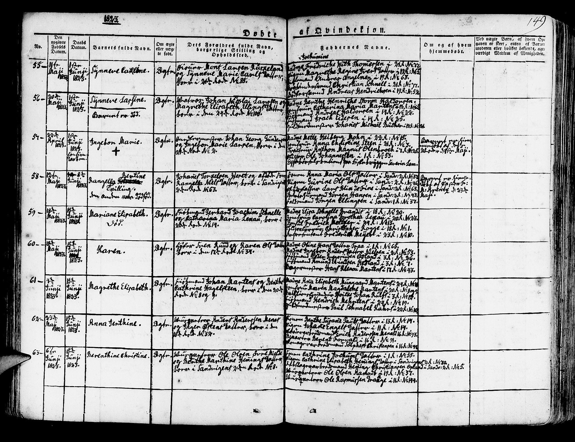 Korskirken sokneprestembete, SAB/A-76101/H/Haa/L0014: Parish register (official) no. A 14, 1823-1835, p. 149