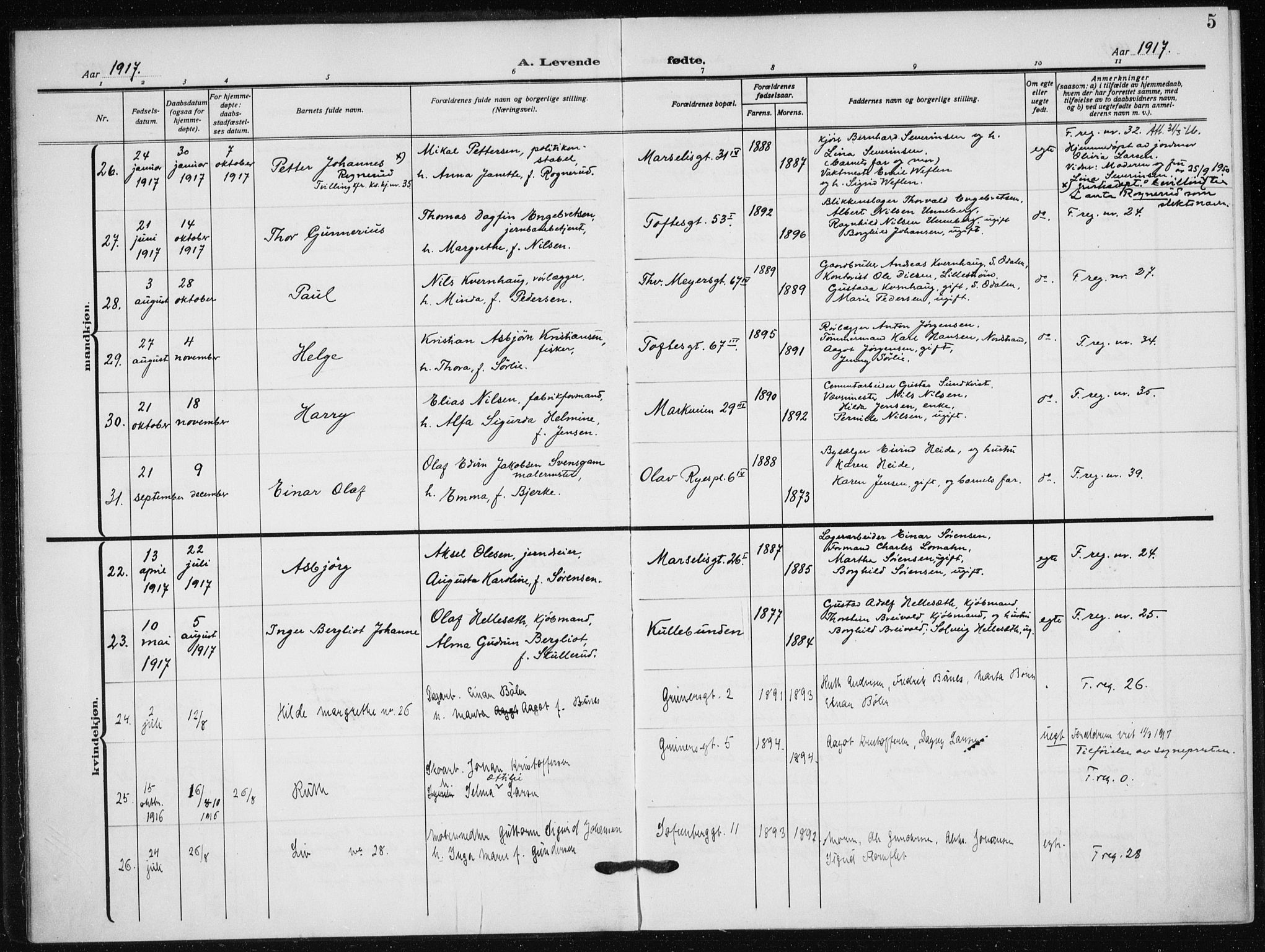 Hauge prestekontor Kirkebøker, AV/SAO-A-10849/F/Fa/L0001: Parish register (official) no. 1, 1917-1938, p. 5