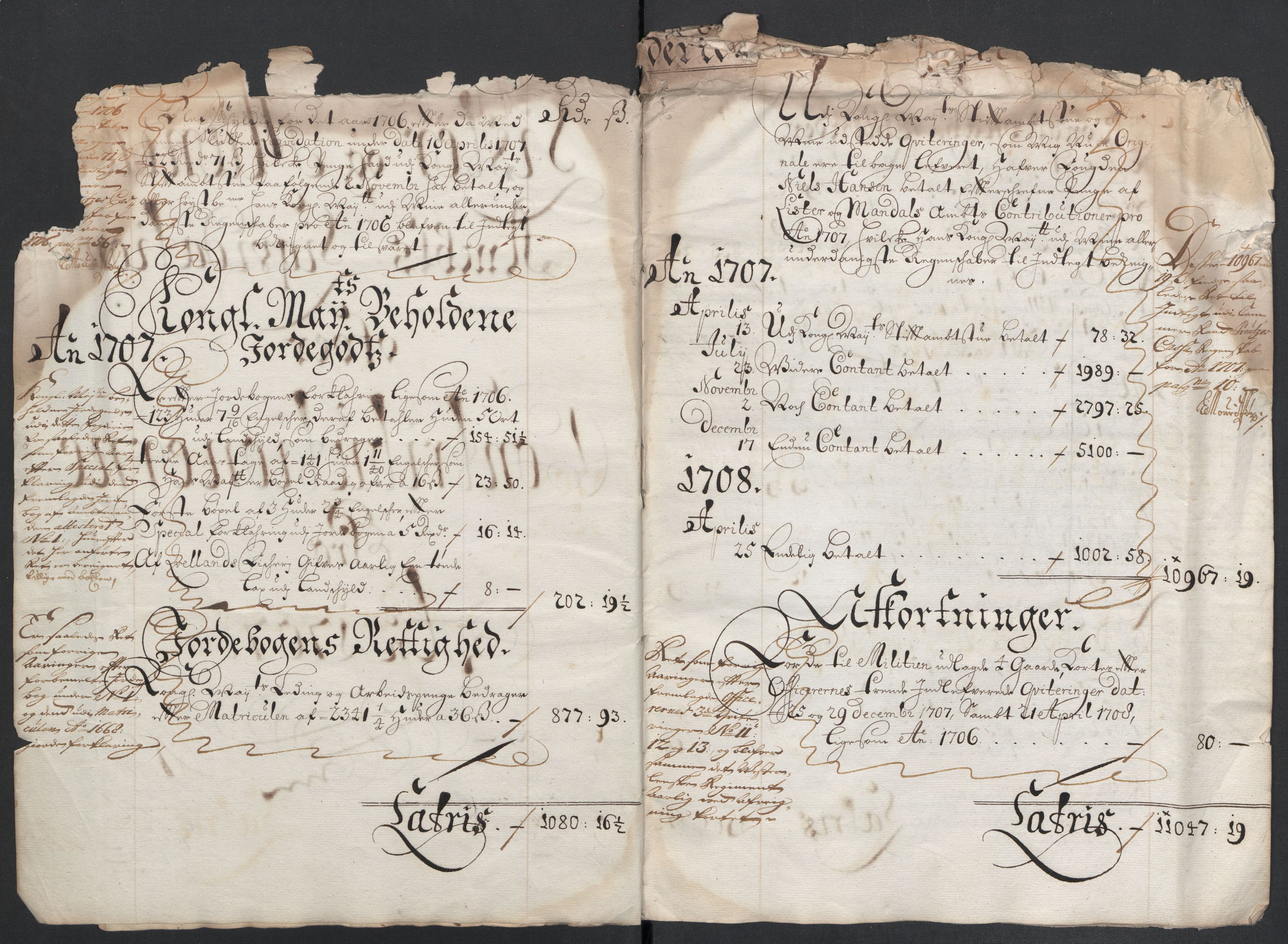 Rentekammeret inntil 1814, Reviderte regnskaper, Fogderegnskap, AV/RA-EA-4092/R43/L2551: Fogderegnskap Lista og Mandal, 1705-1709, p. 412