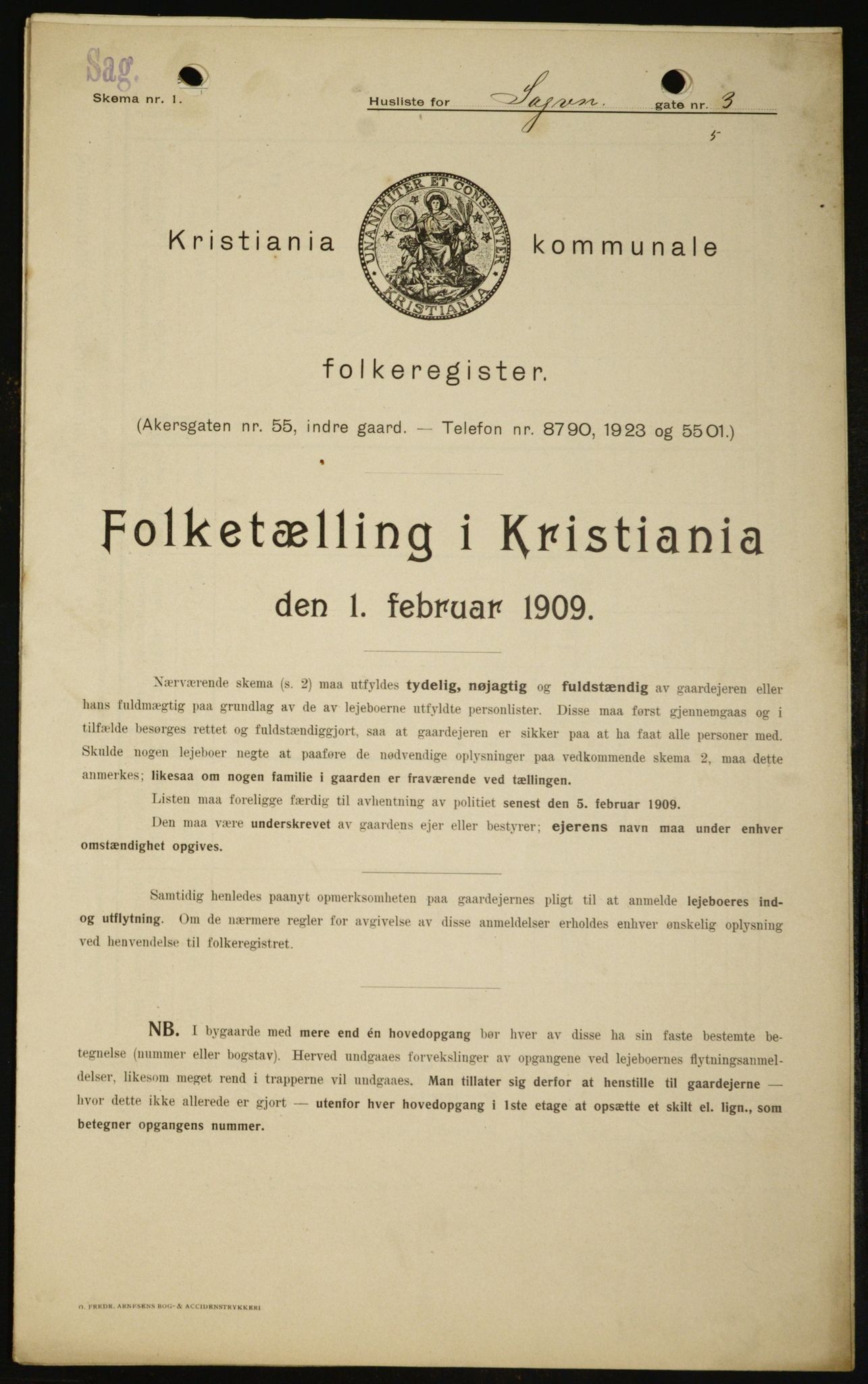 OBA, Municipal Census 1909 for Kristiania, 1909, p. 78575