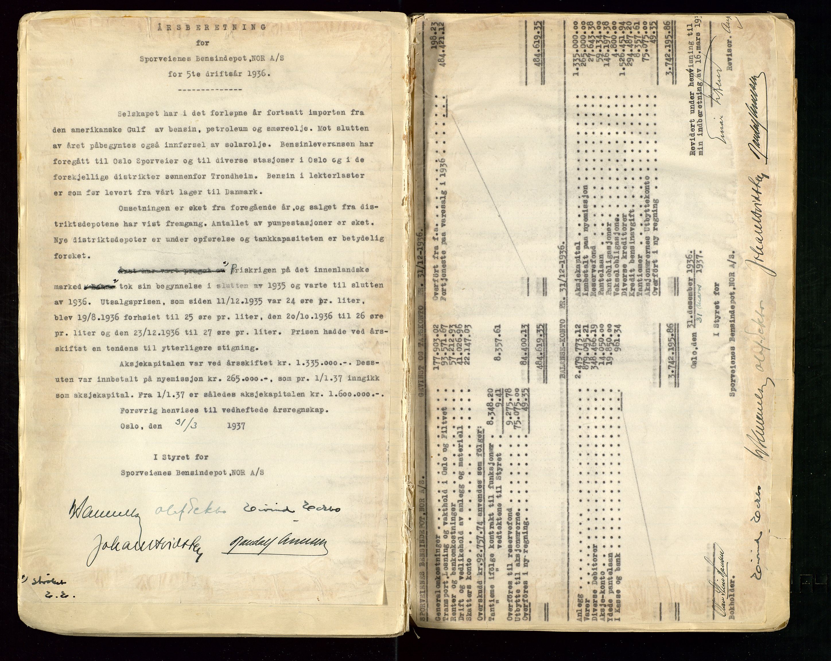 Pa 1514 - Sporveienes Bensindepot, Norsk Oljeraffineri A/S, AV/SAST-A-101919/A/L0001/0001: Styreprotokoll. Forhandlingsprotokoll Arbeidsutvaget / Styreprotokoll, 1932-1949, p. 34