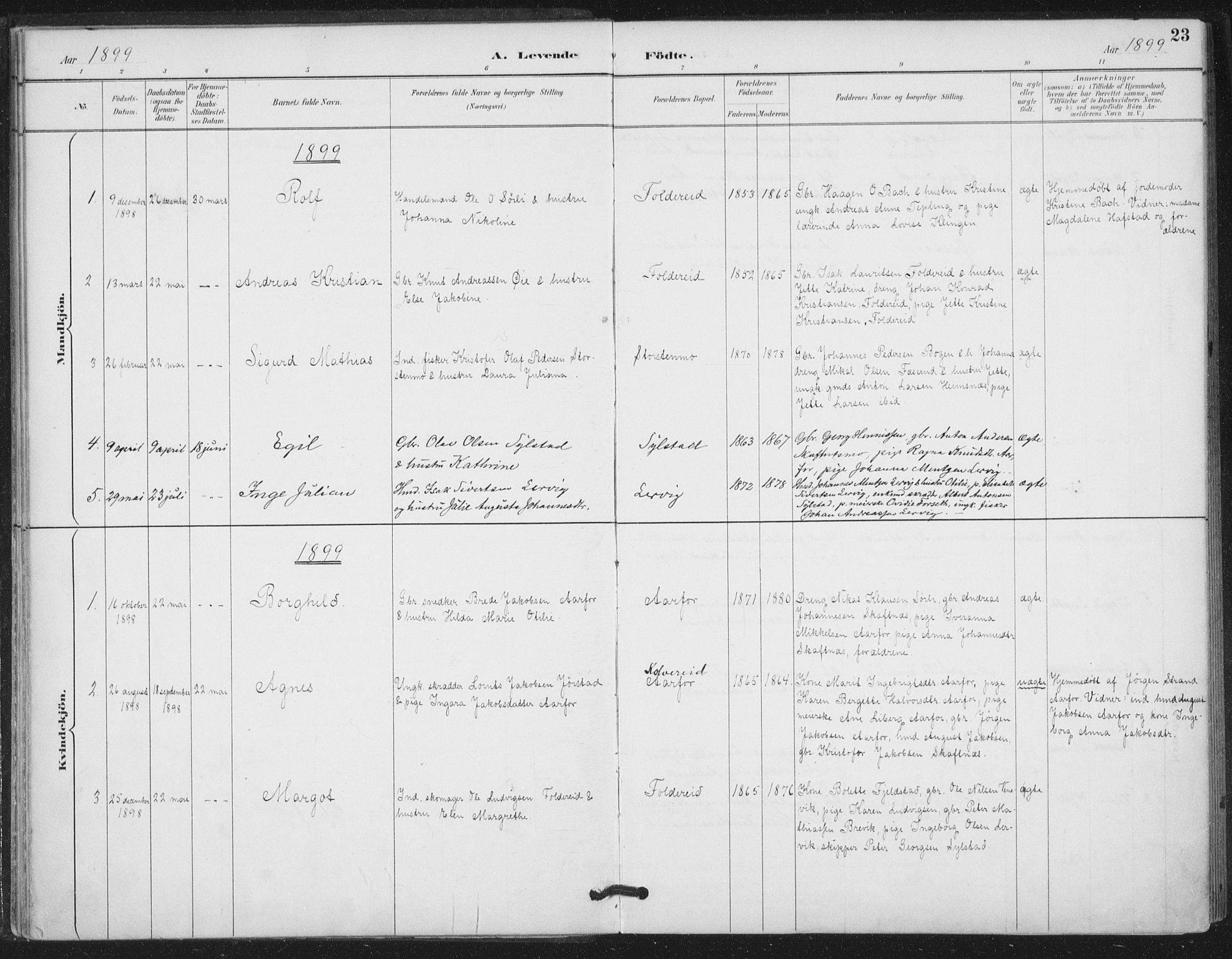 Ministerialprotokoller, klokkerbøker og fødselsregistre - Nord-Trøndelag, AV/SAT-A-1458/783/L0660: Parish register (official) no. 783A02, 1886-1918, p. 23