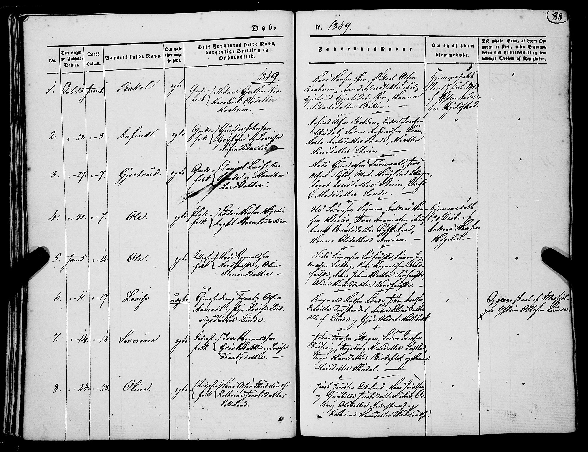 Gaular sokneprestembete, AV/SAB-A-80001/H/Haa: Parish register (official) no. A 4I, 1840-1859, p. 88