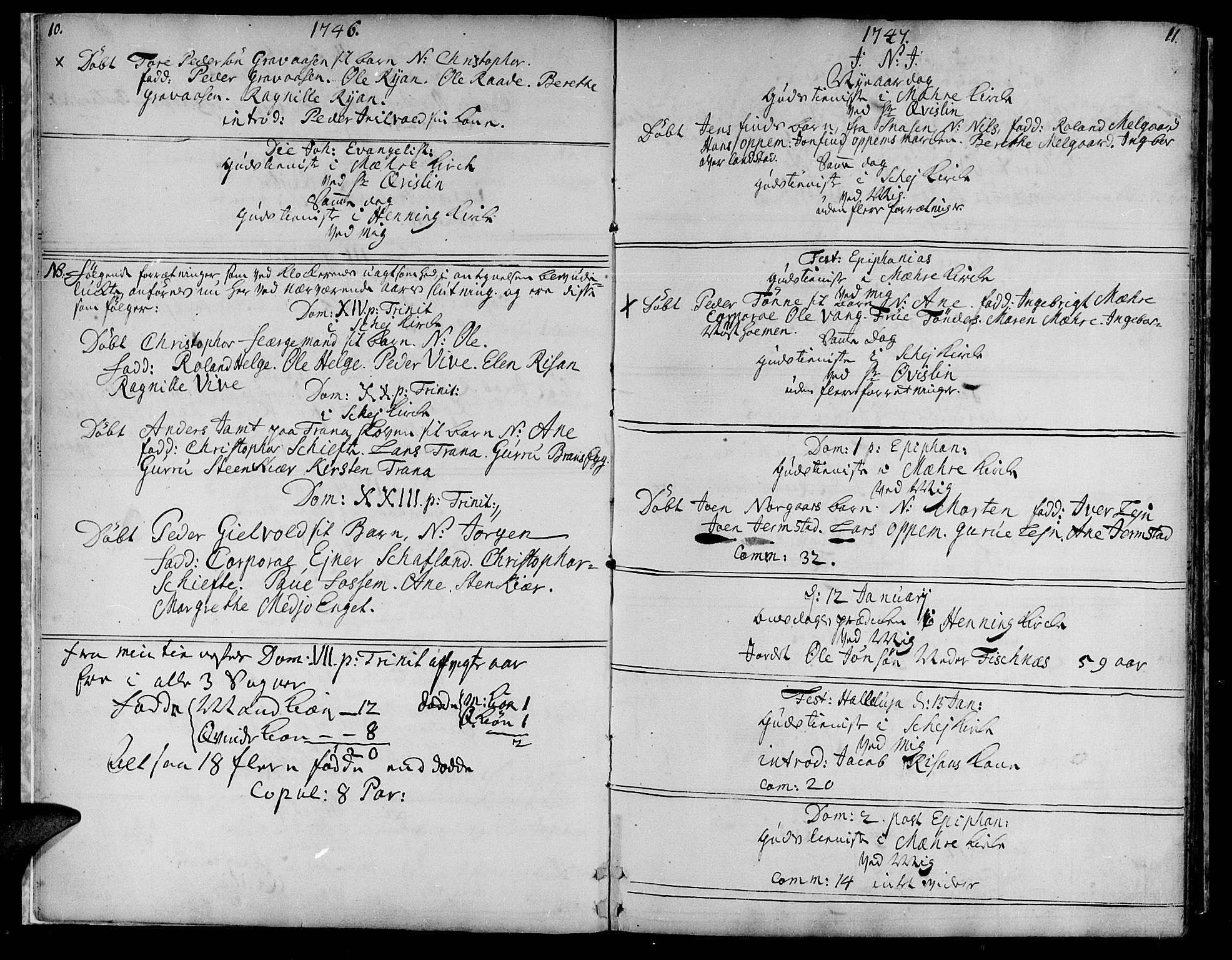 Ministerialprotokoller, klokkerbøker og fødselsregistre - Nord-Trøndelag, SAT/A-1458/735/L0330: Parish register (official) no. 735A01, 1740-1766, p. 10-11