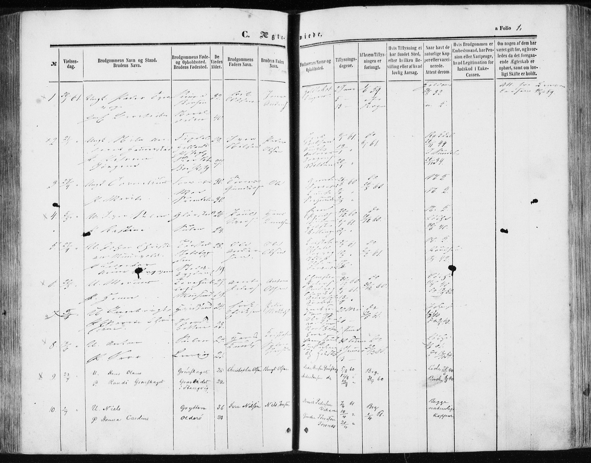 Ministerialprotokoller, klokkerbøker og fødselsregistre - Sør-Trøndelag, SAT/A-1456/634/L0531: Parish register (official) no. 634A07, 1861-1870, p. 1