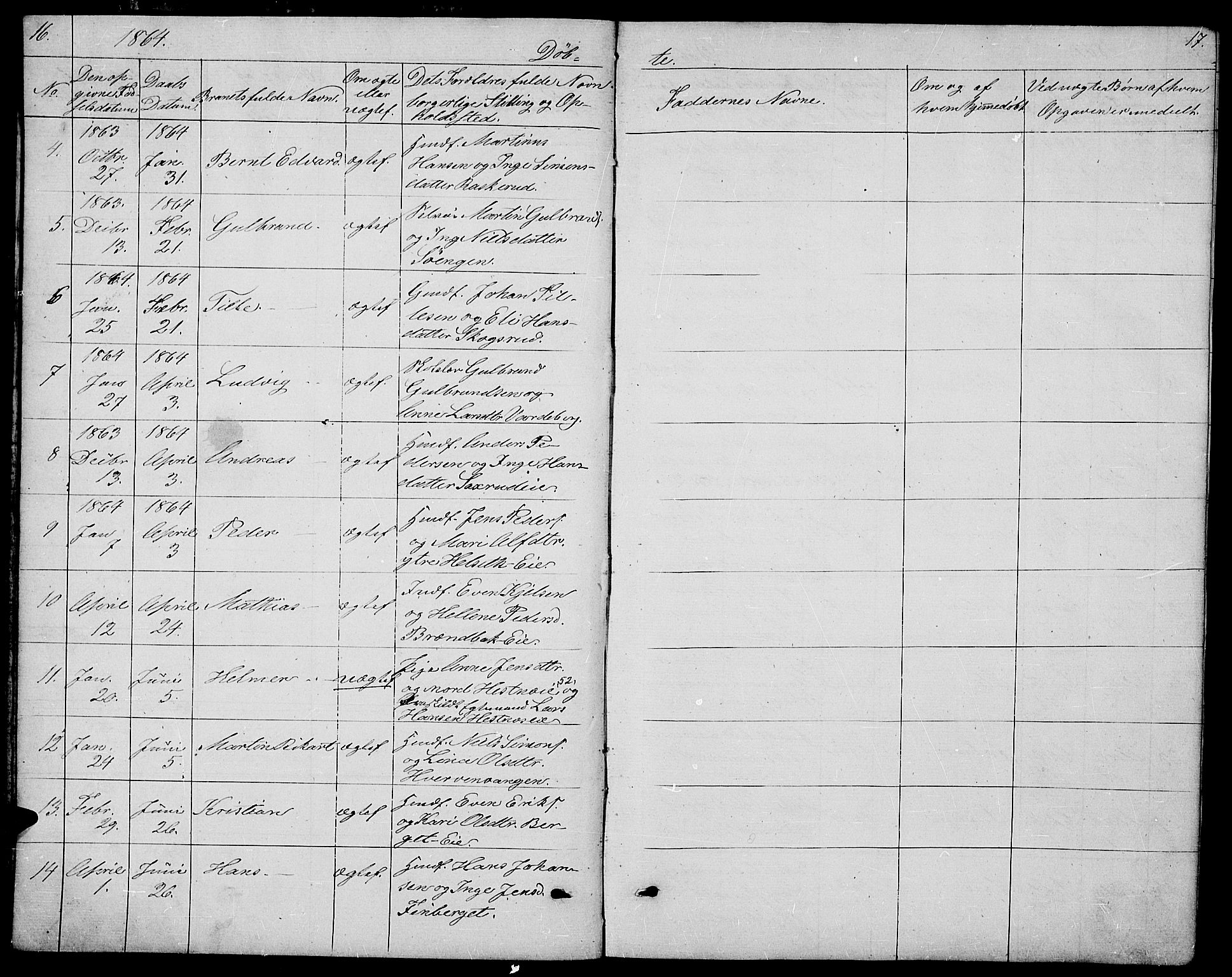 Stange prestekontor, AV/SAH-PREST-002/L/L0005: Parish register (copy) no. 5, 1861-1881, p. 16-17