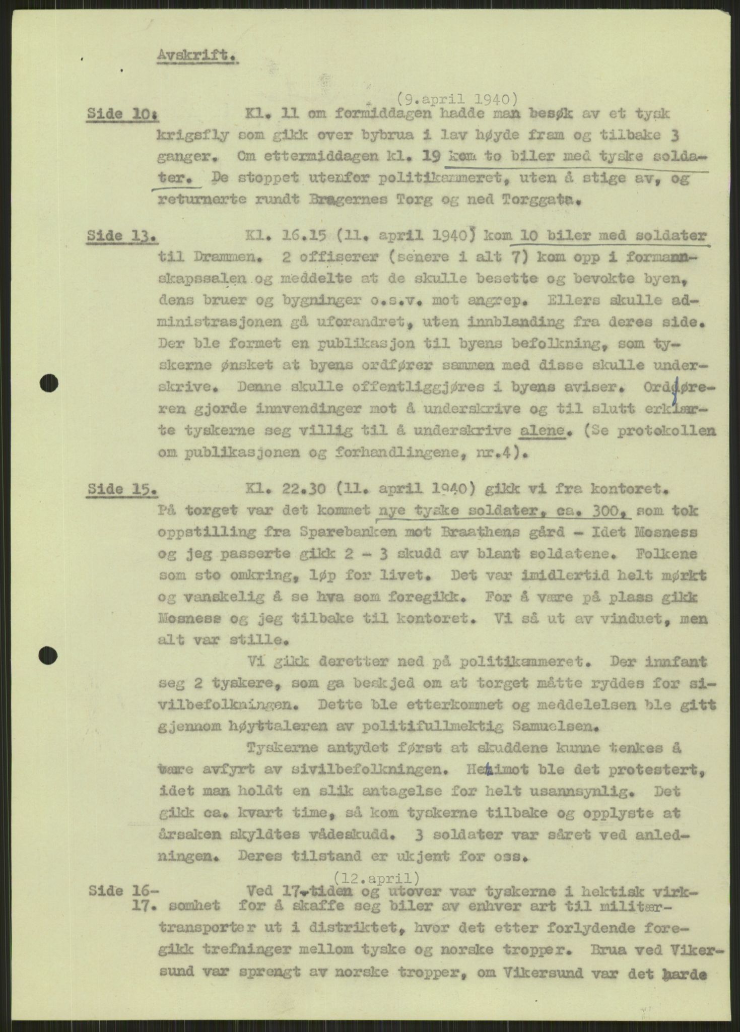 Forsvaret, Forsvarets krigshistoriske avdeling, AV/RA-RAFA-2017/Y/Ya/L0014: II-C-11-31 - Fylkesmenn.  Rapporter om krigsbegivenhetene 1940., 1940, p. 307