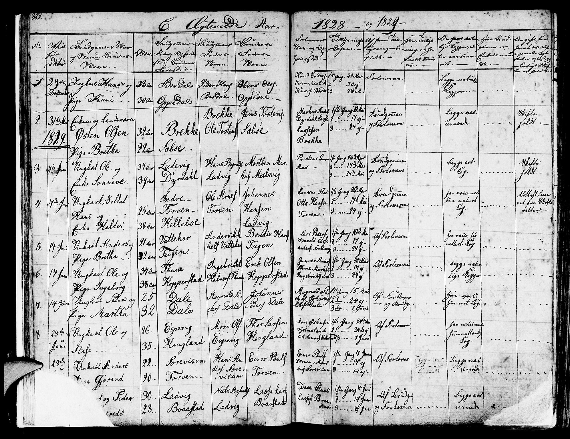 Lavik sokneprestembete, AV/SAB-A-80901: Parish register (official) no. A 2II, 1821-1842, p. 381