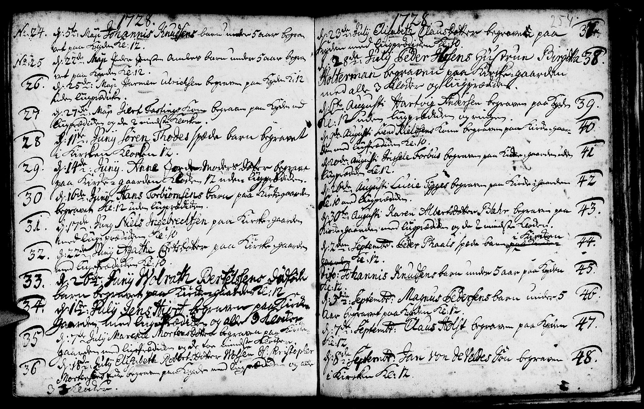 Nykirken Sokneprestembete, SAB/A-77101/H/Haa/L0009: Parish register (official) no. A 9, 1689-1759, p. 254