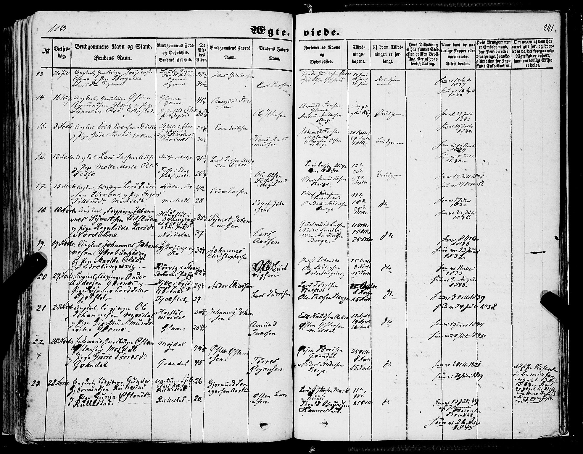 Skånevik sokneprestembete, SAB/A-77801/H/Haa: Parish register (official) no. A 5I, 1848-1869, p. 241